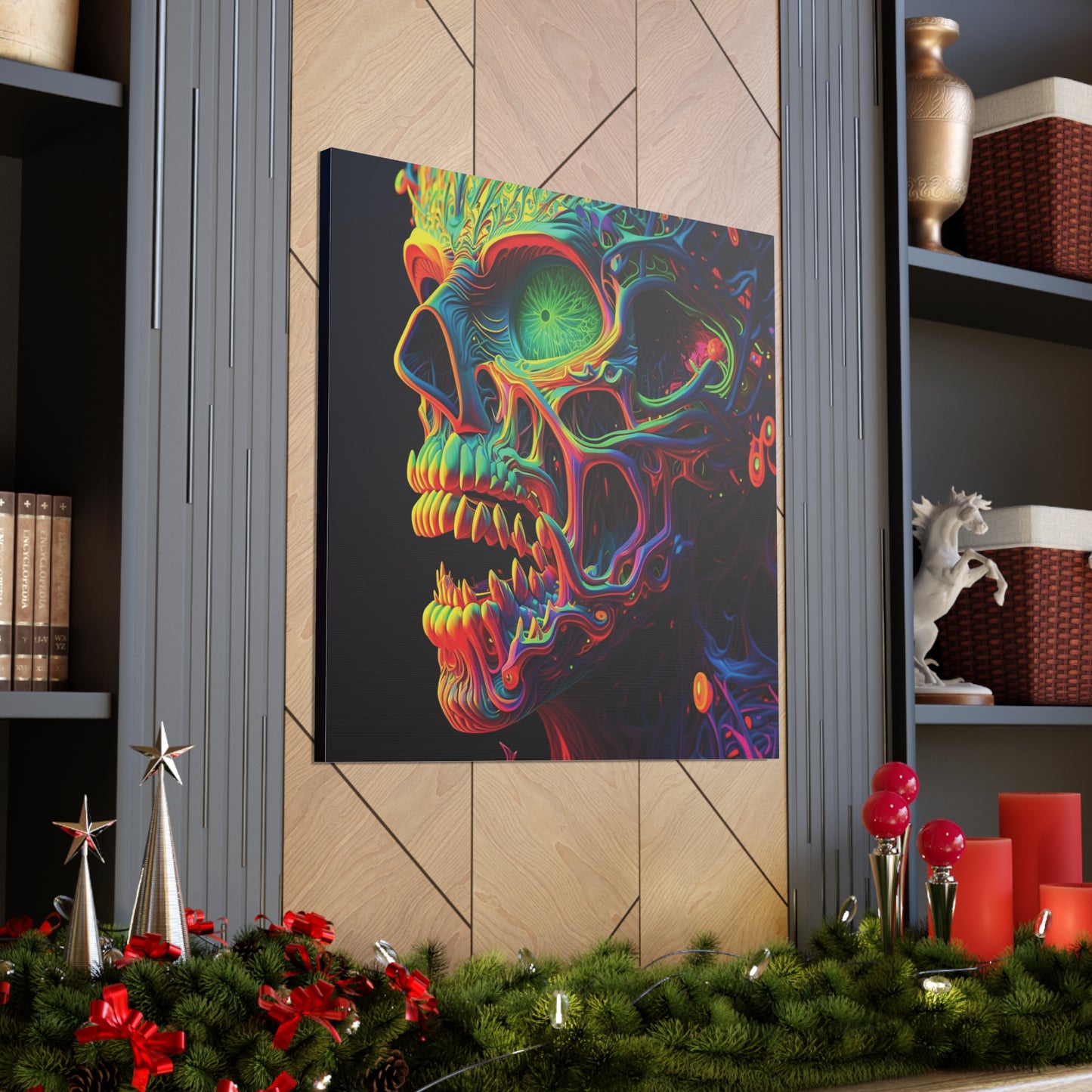 Canvas Gallery Wraps Florescent Skull Death 1