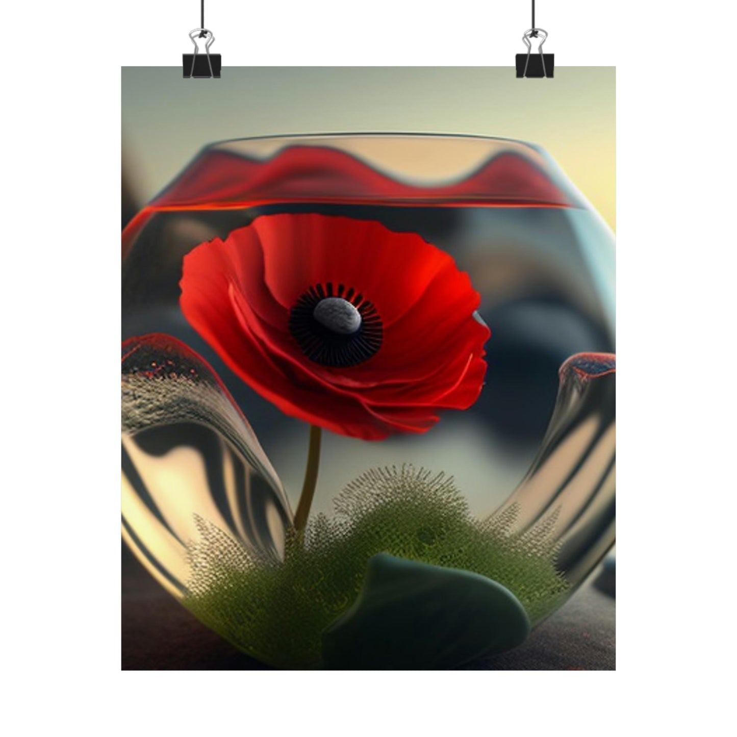 Premium Matte Vertical Posters Red Anemone in a Vase 3