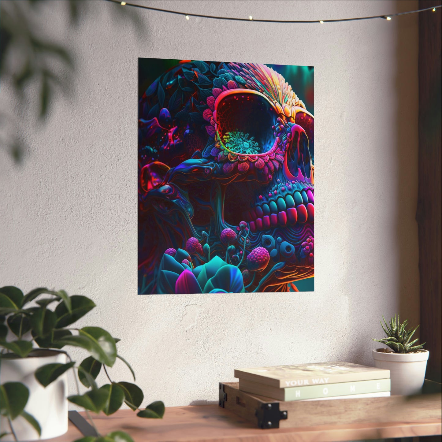 Premium Matte Vertical Posters Florescent Skull Death 3