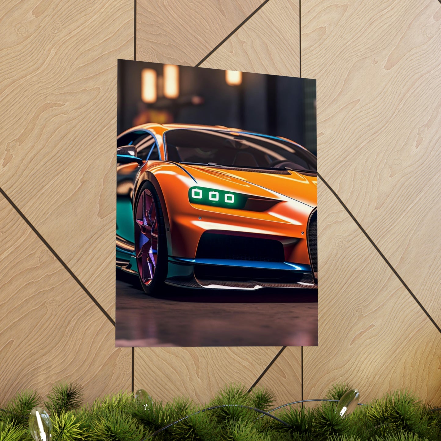 Premium Matte Vertical Posters Hyper Bugatti Neon Chiron 1