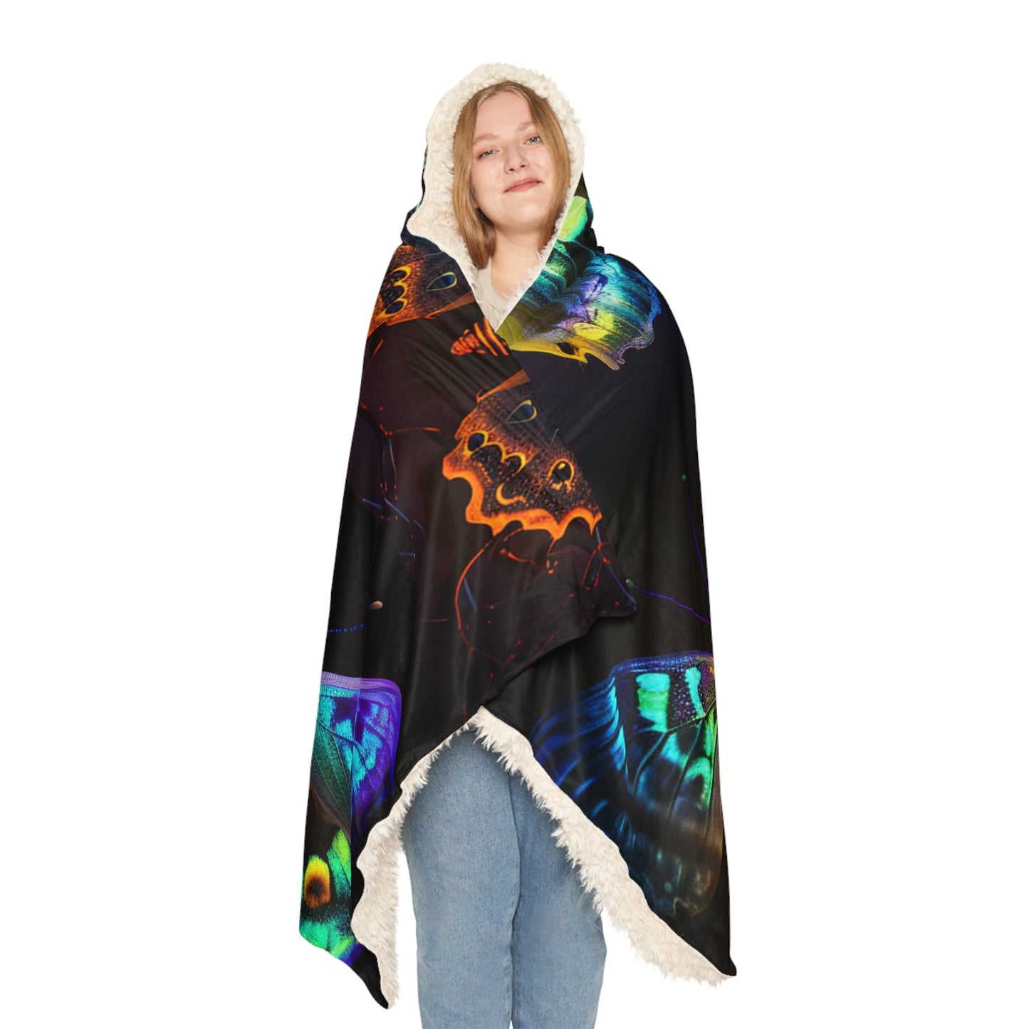 Snuggle Hooded Blanket Neon Hue Butterfly 5