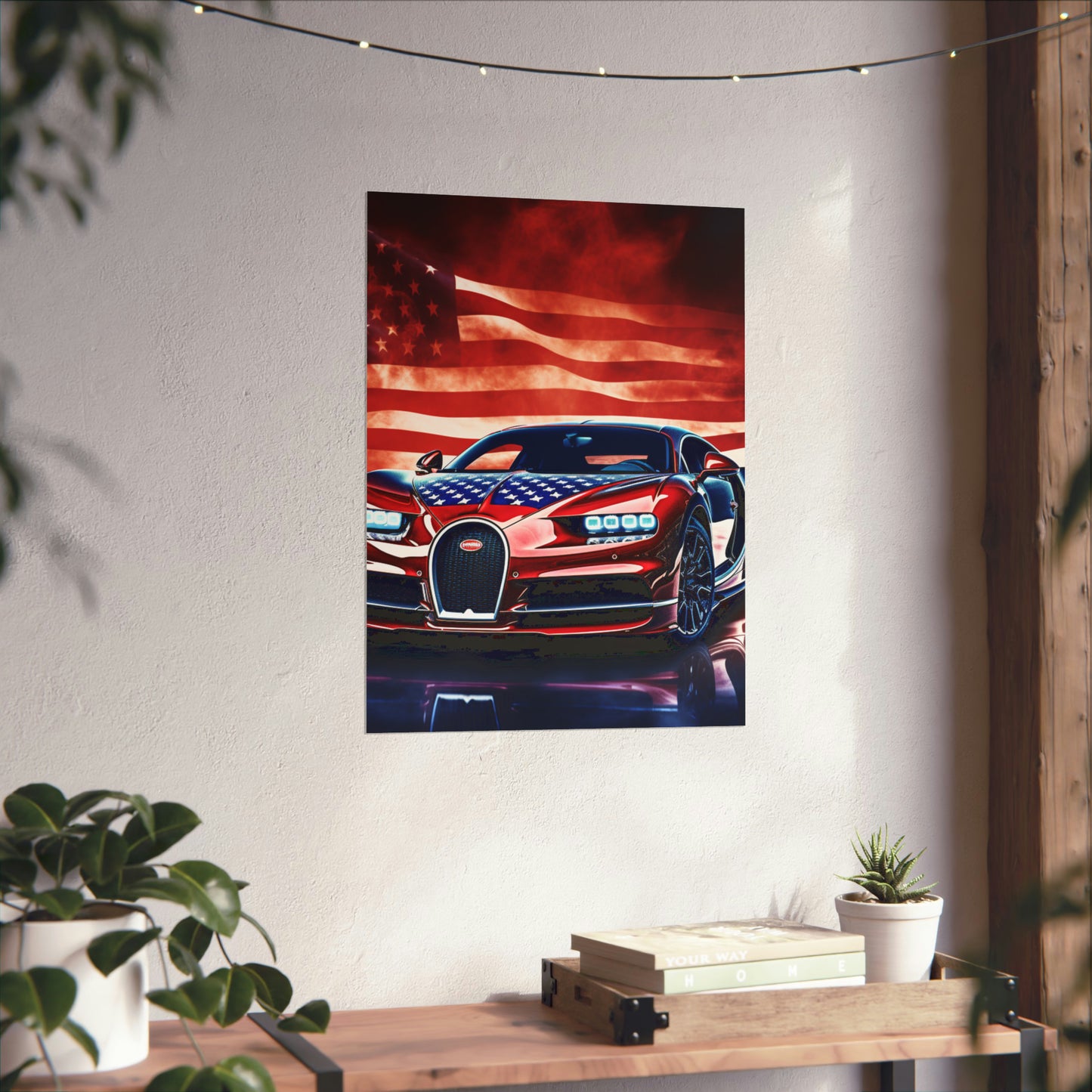 Premium Matte Vertical Posters Abstract American Flag Background Bugatti 3