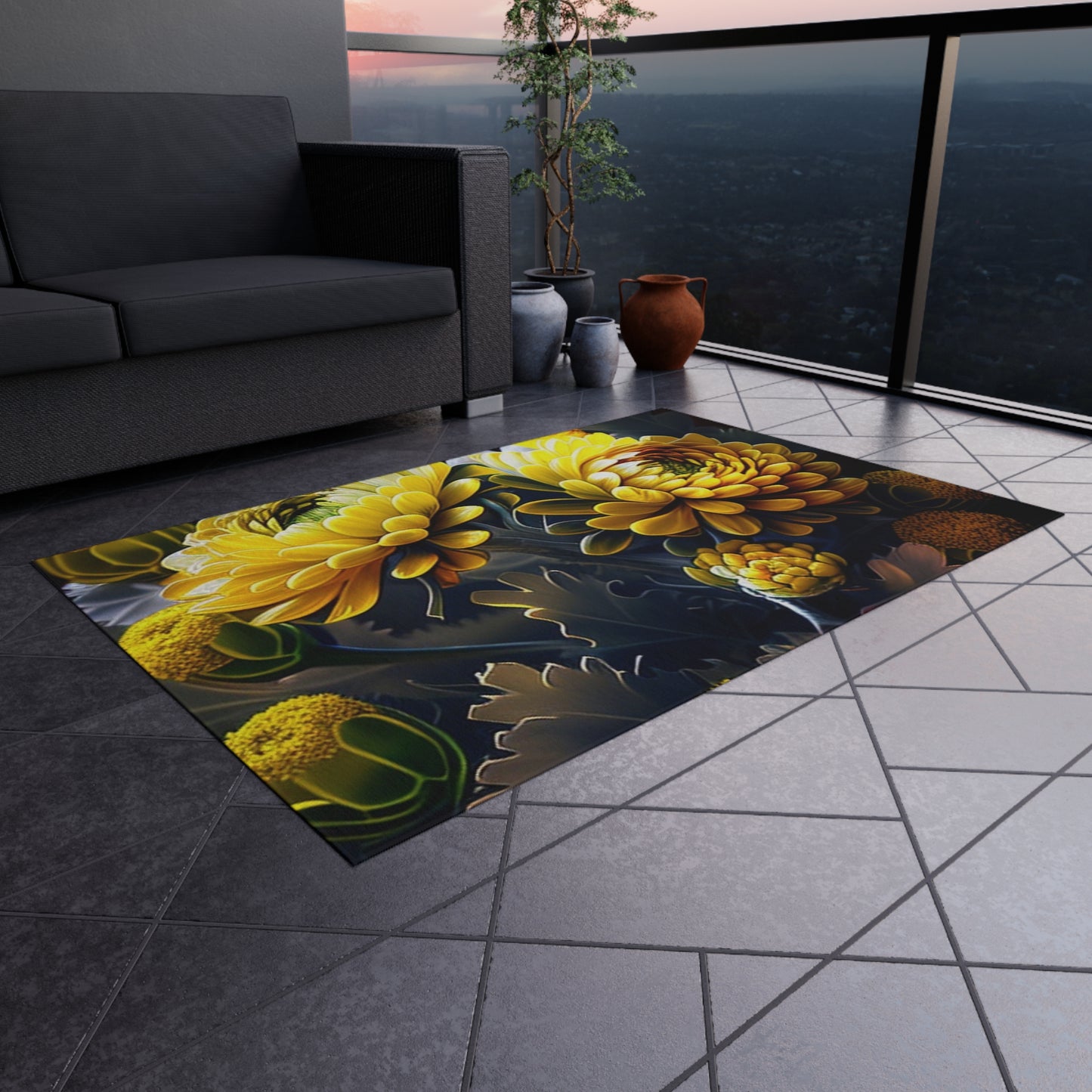 Outdoor Rug  Yellow Hermosas Flores Amarillas 3