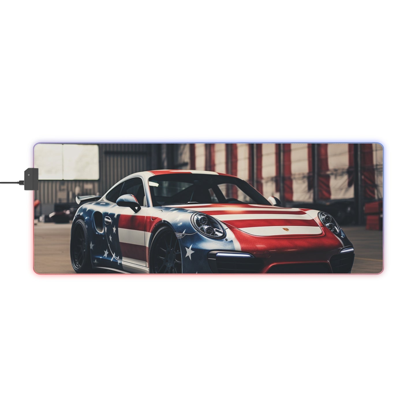 LED Gaming Mouse Pad American Flag Porsche 2