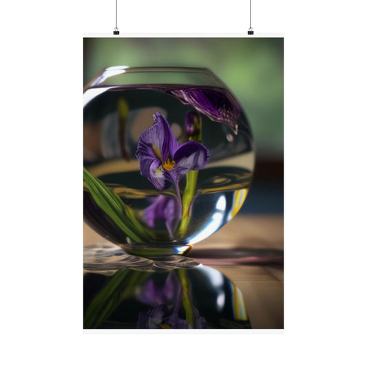 Premium Matte Vertical Posters Purple Iris in a vase 1