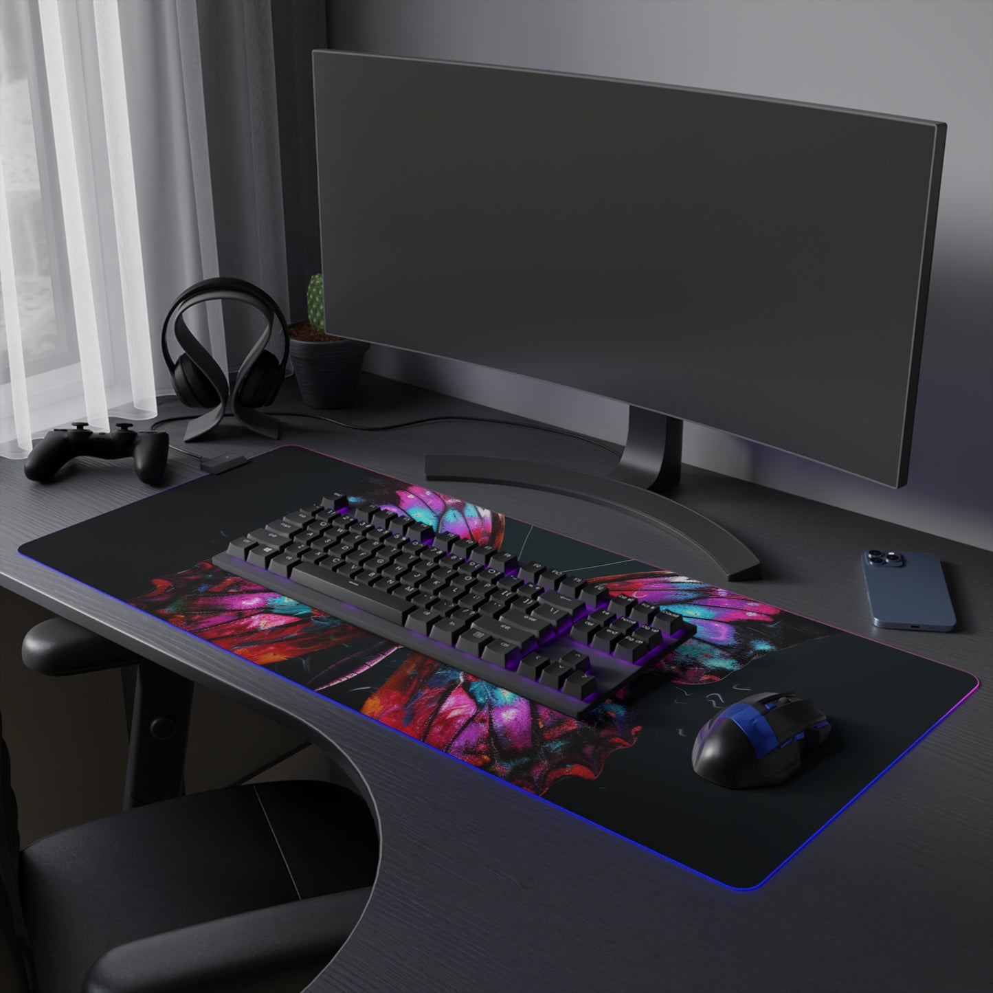 LED Gaming Mouse Pad Hyper Colorful Butterfly Macro 3