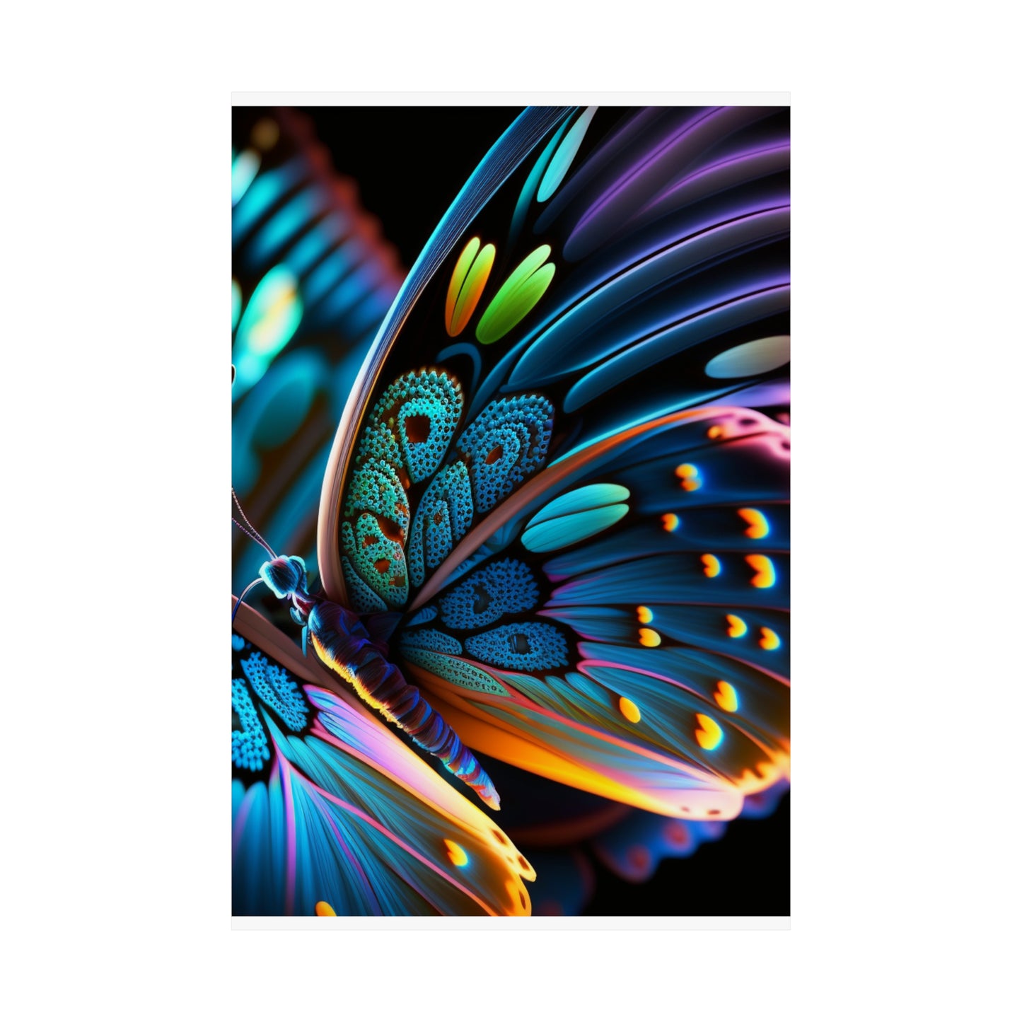 Premium Matte Vertical Posters Neon Butterfly Macro 2