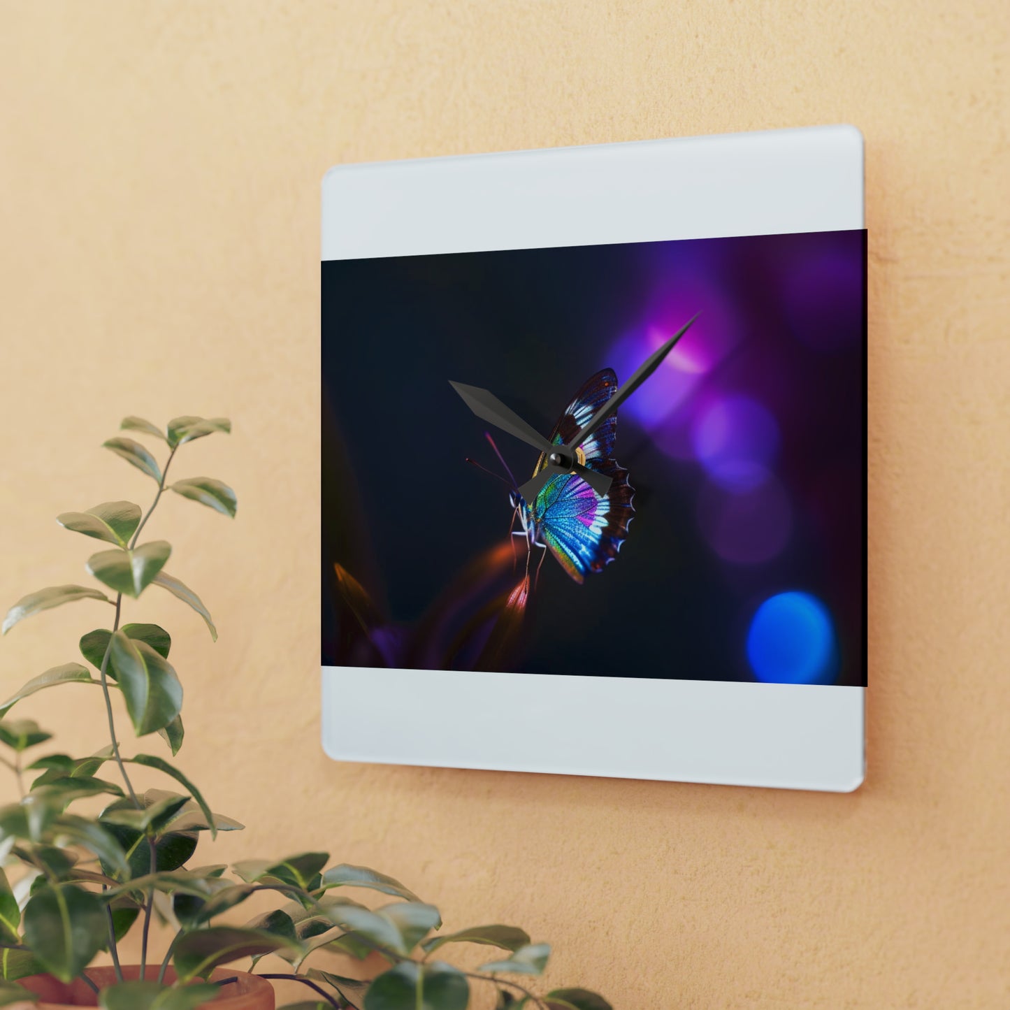 Acrylic Wall Clock Photo Realistic Butterfly 1