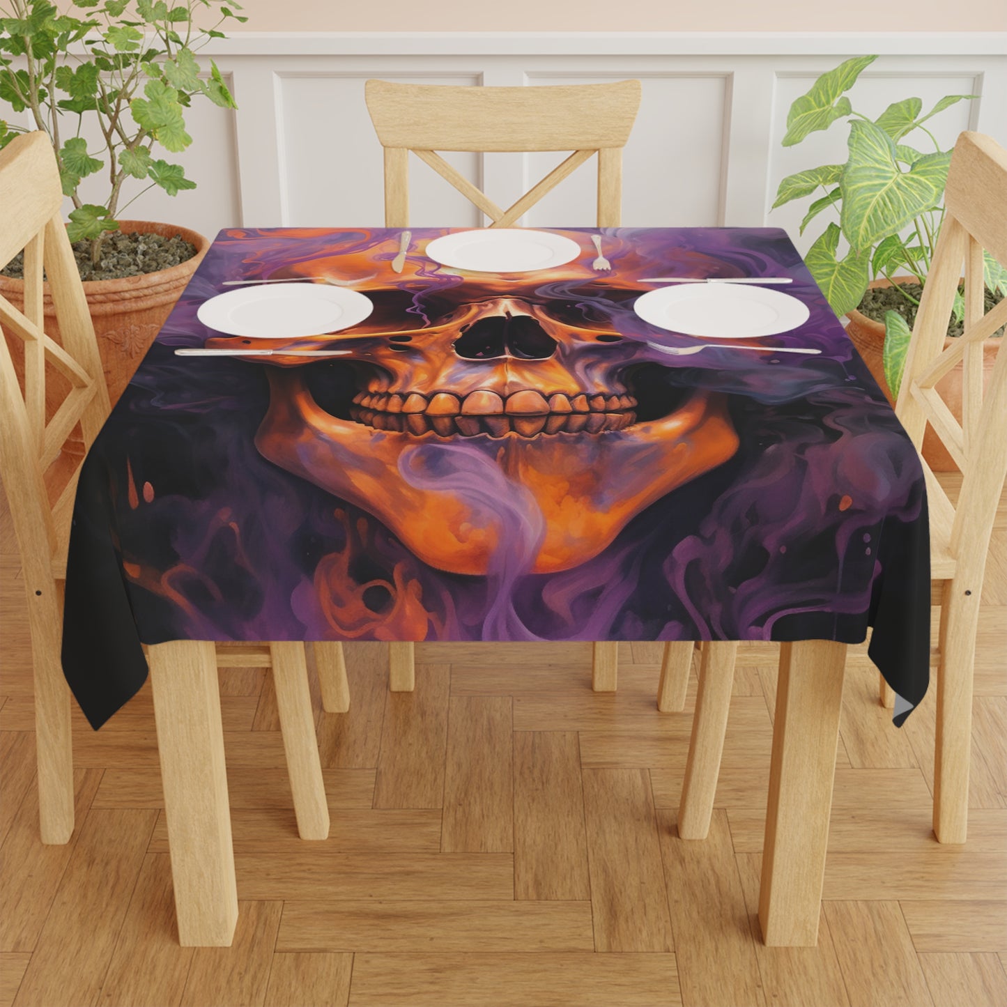 Tablecloth Skull Flames 4
