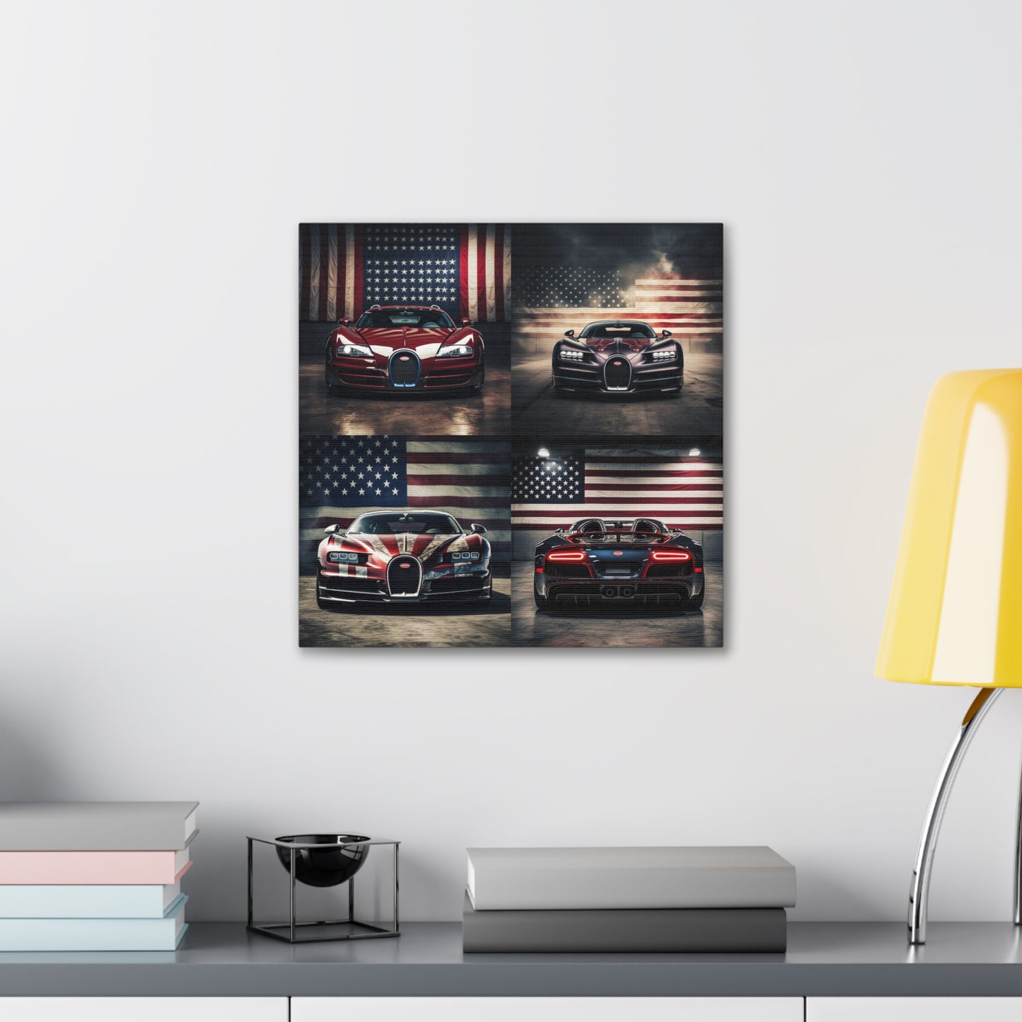 Canvas Gallery Wraps American Flag Background Bugatti 5