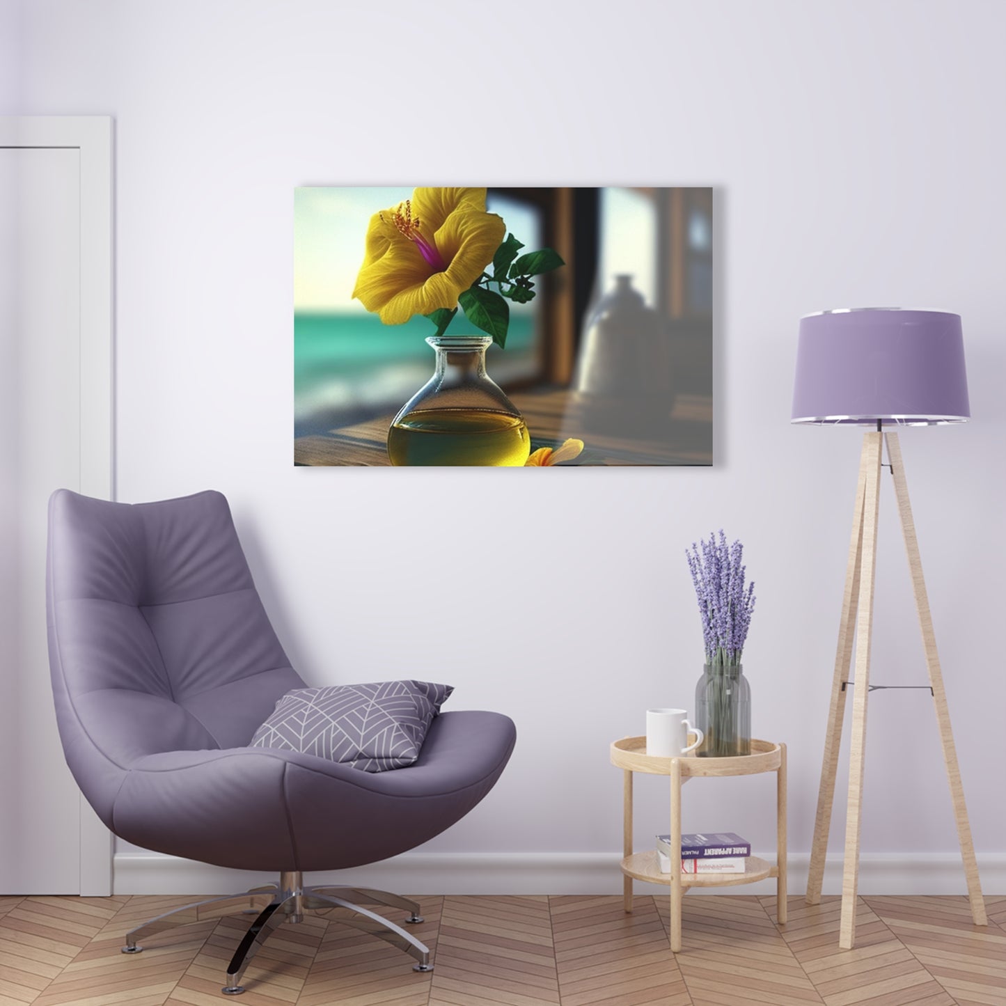 Acrylic Prints Yellow Hibiscus Wood 1