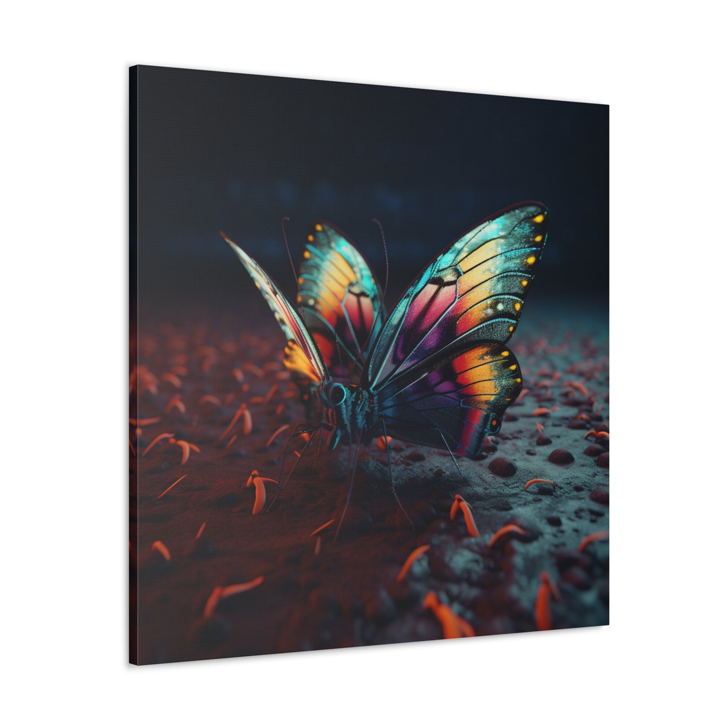 Canvas Gallery Wraps Hyper Colorful Butterfly Macro 1