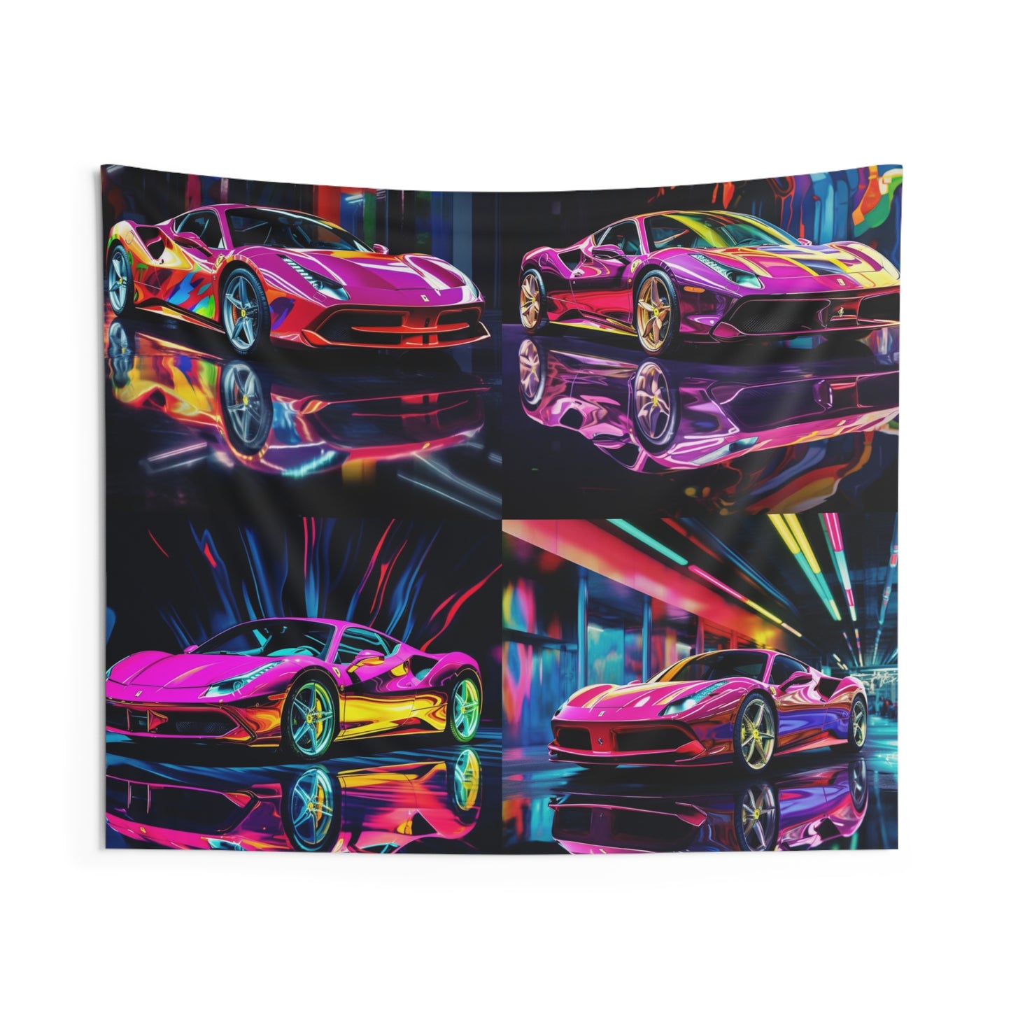 Indoor Wall Tapestries Pink Macro Ferrari 5