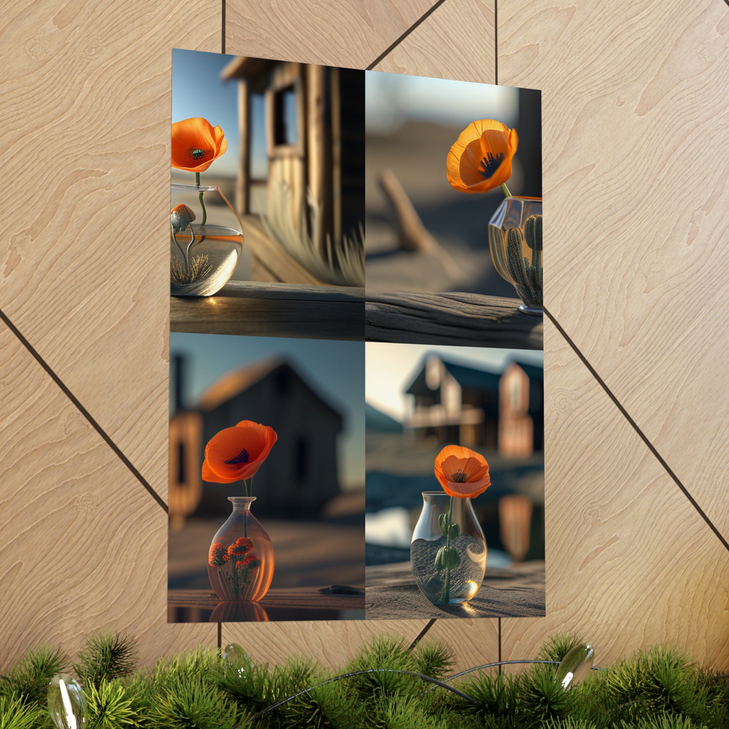 Premium Matte Vertical Posters Orange Poppy in a Vase 5