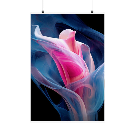 Premium Matte Vertical Posters Pink & Blue Tulip Rose 3