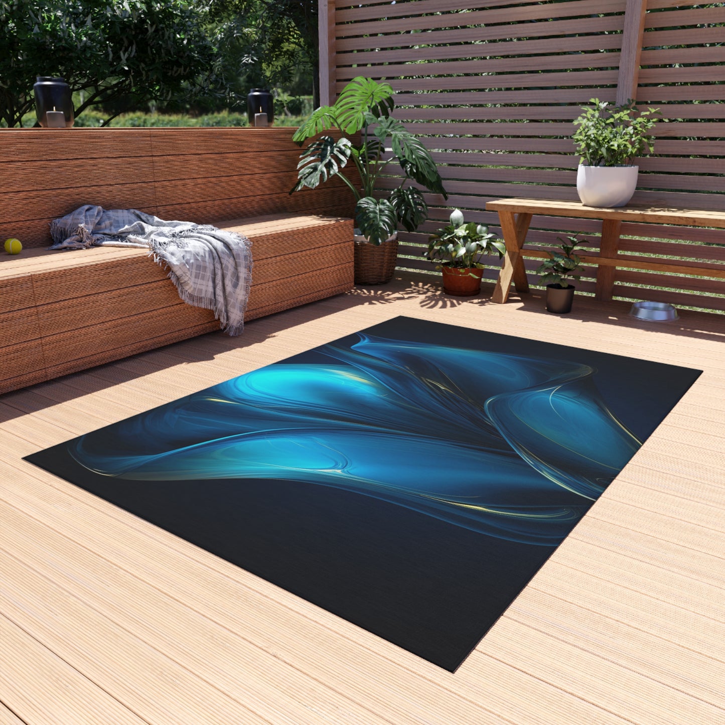 Outdoor Rug  Abstract Blue Tulip 2