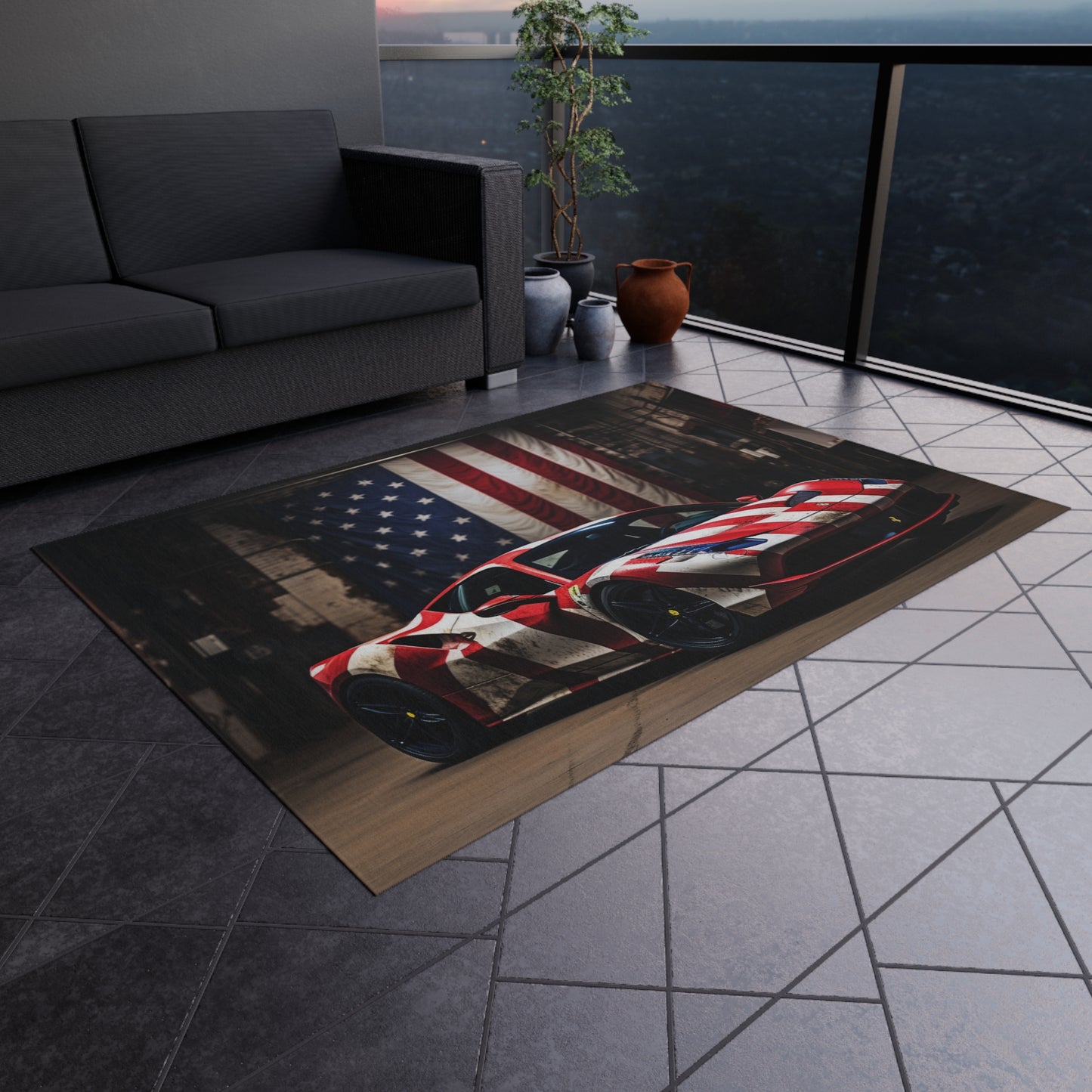 Outdoor Rug  American Flag Farrari 2