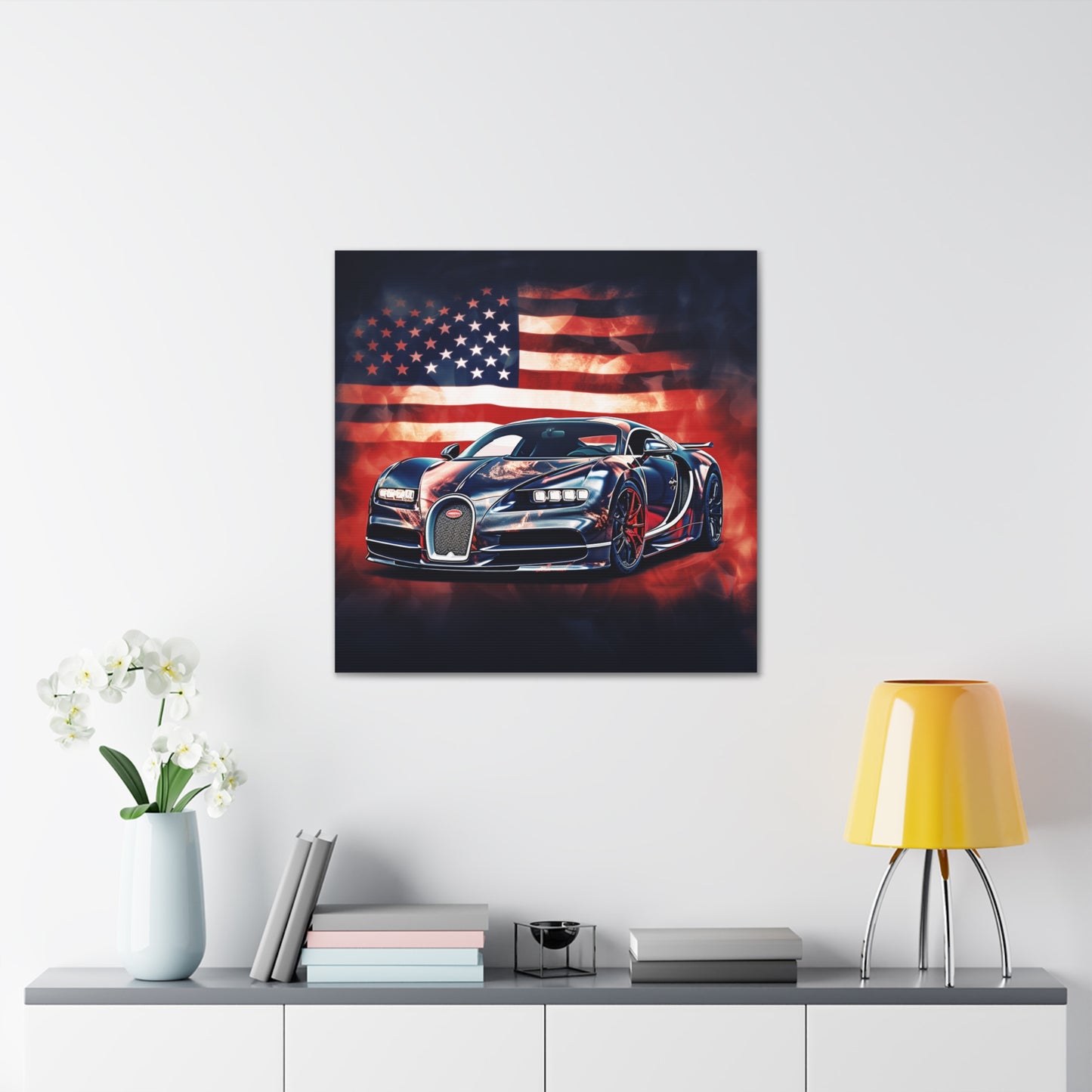 Canvas Gallery Wraps Abstract American Flag Background Bugatti 4