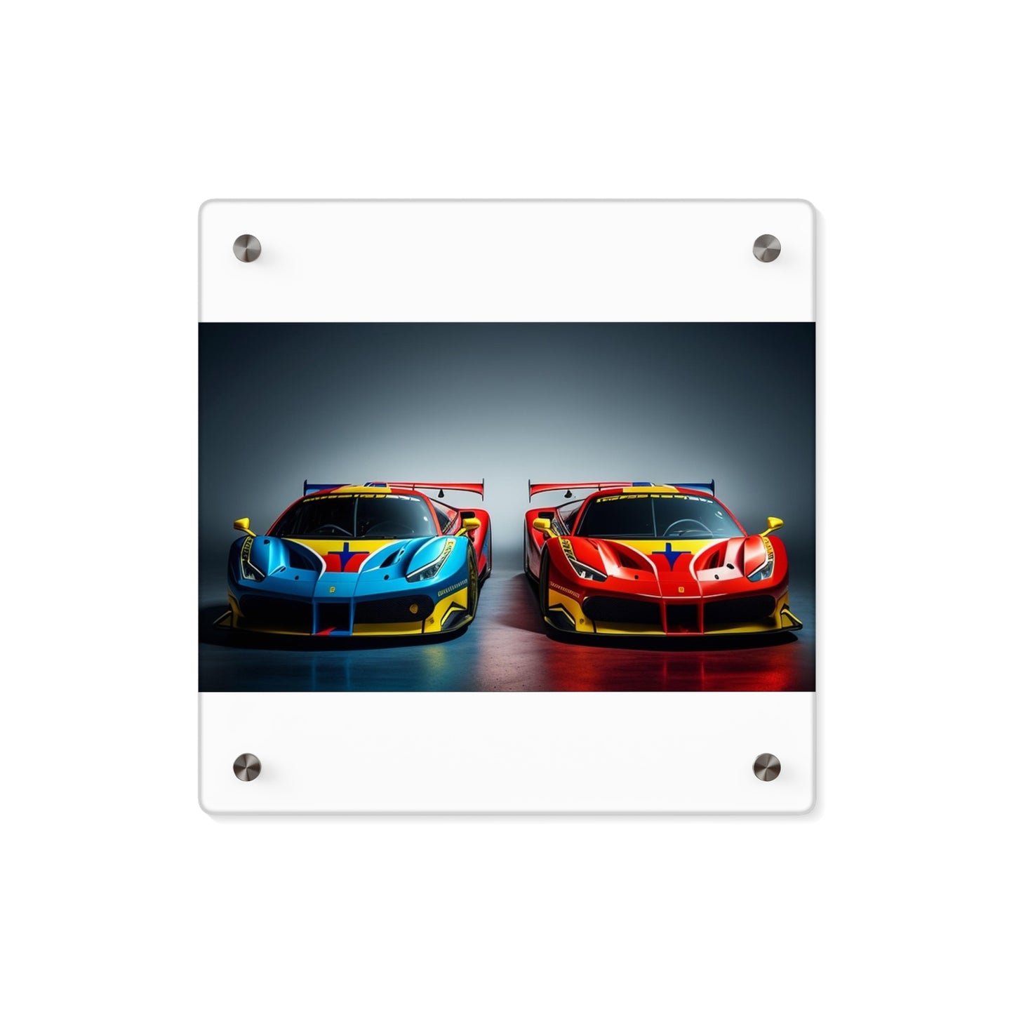 Acrylic Wall Art Panels Ferrari Red Blue 2