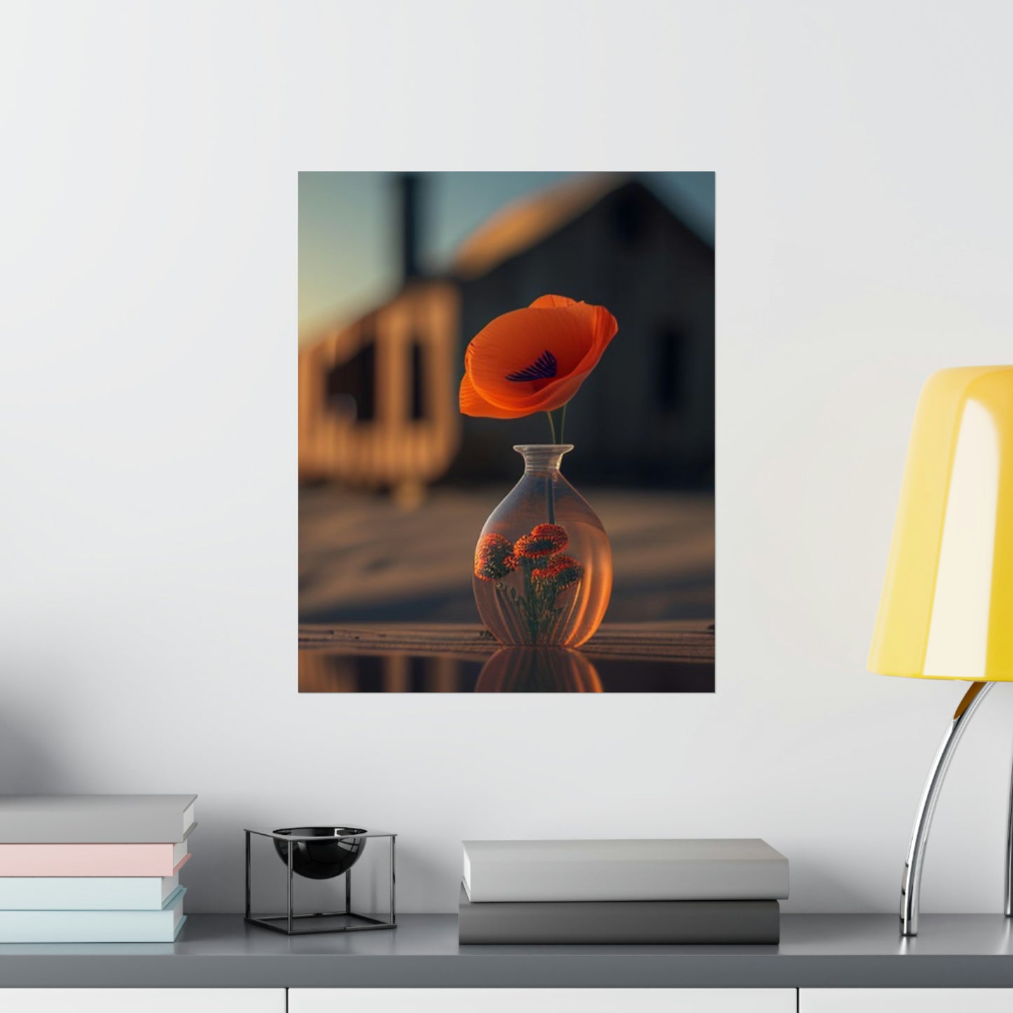 Premium Matte Vertical Posters Orange Poppy in a Vase 3