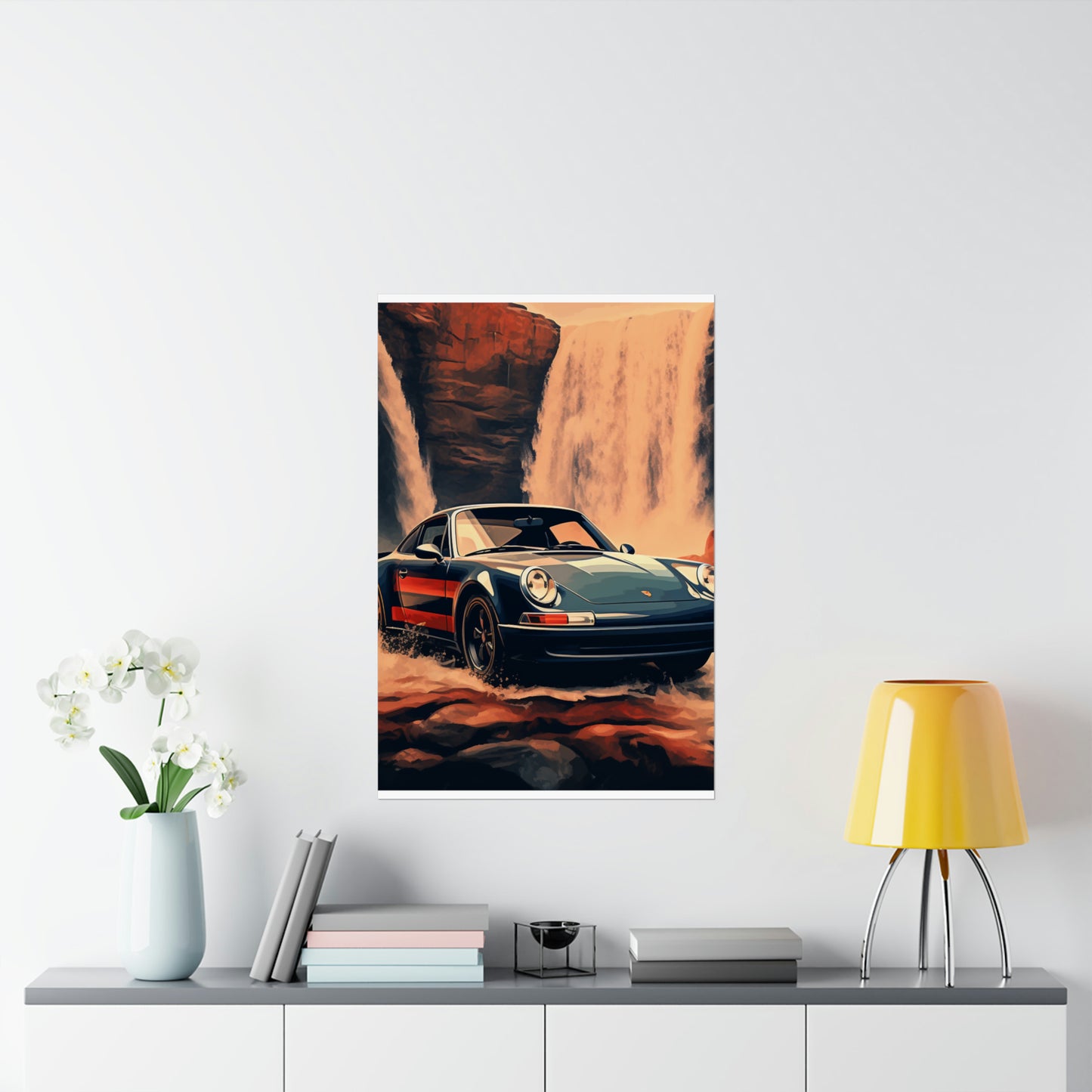 Premium Matte Vertical Posters American Flag Porsche Abstract 3