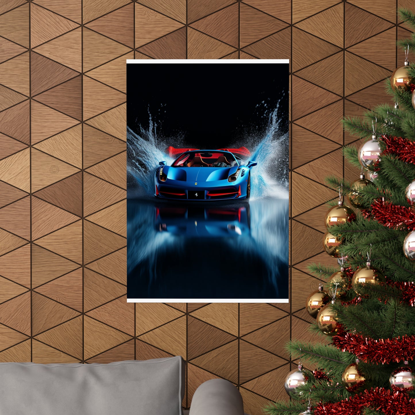 Premium Matte Vertical Posters Ferrari Water Splash 1