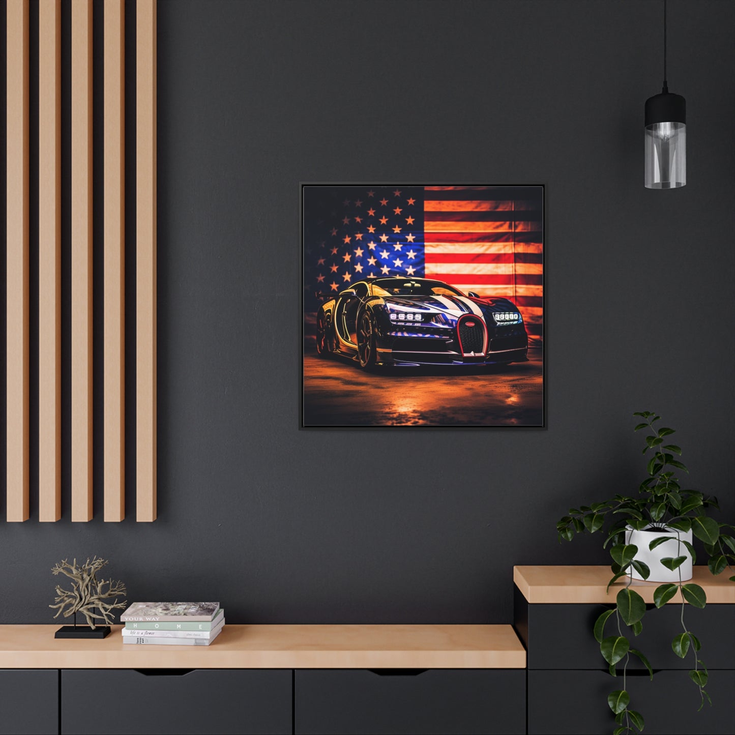 Gallery Canvas Wraps, Square Frame Macro Bugatti American Flag 4