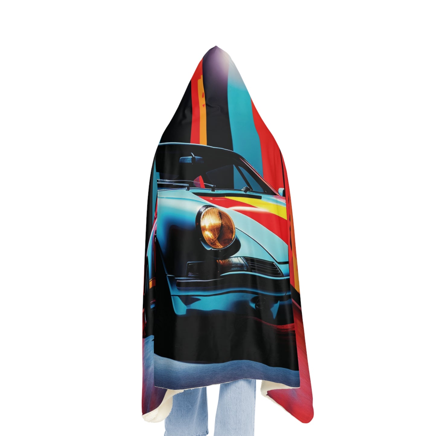 Snuggle Hooded Blanket Macro American Flag Porsche 3