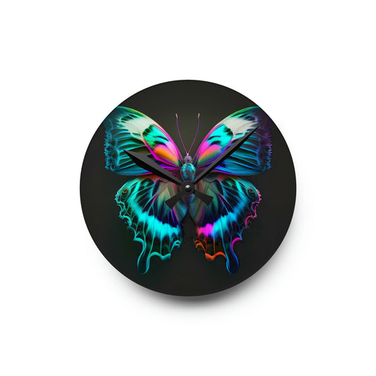 Acrylic Wall Clock Neon Butterfly Fusion 4