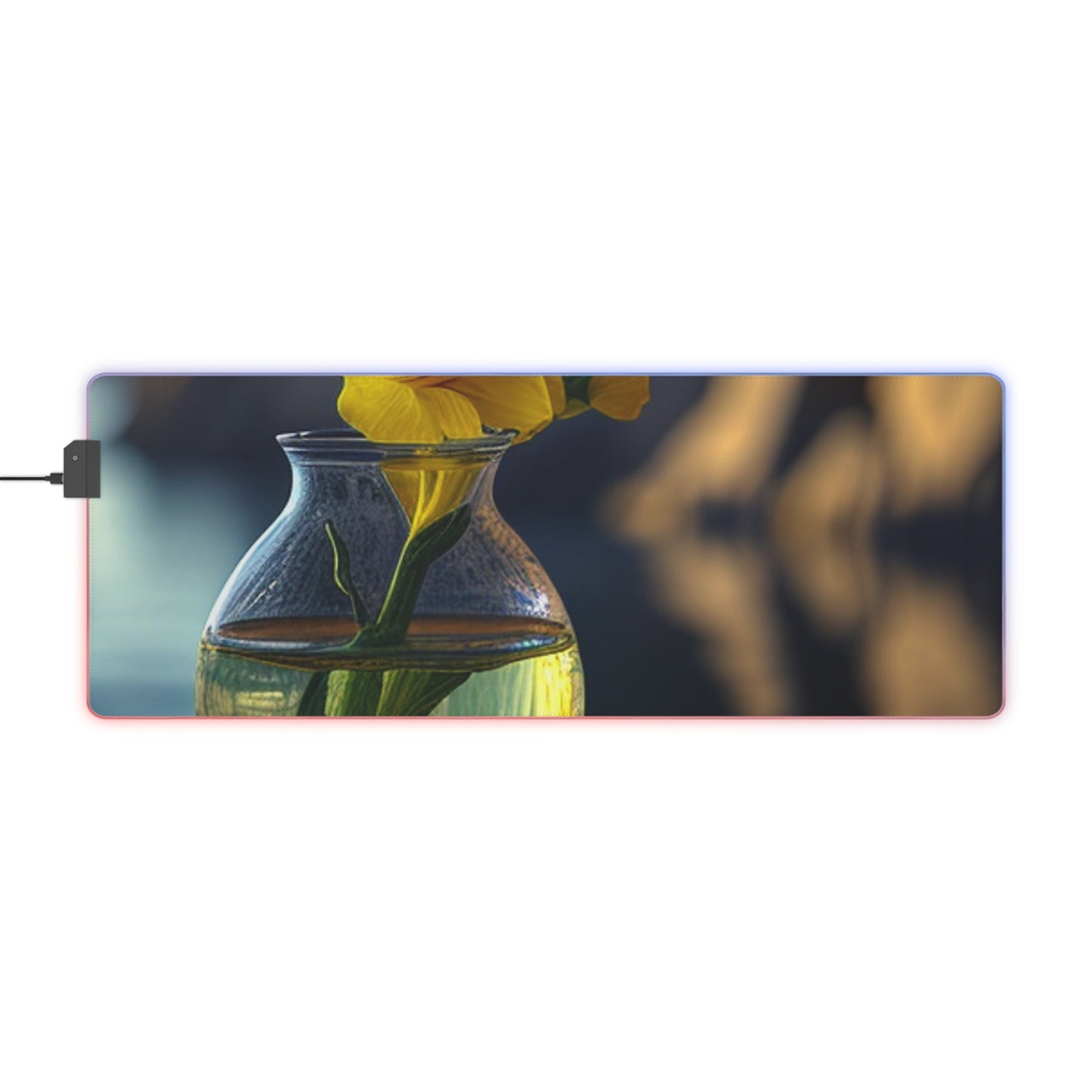 LED Gaming Mouse Pad Yellow Gladiolus glass 3