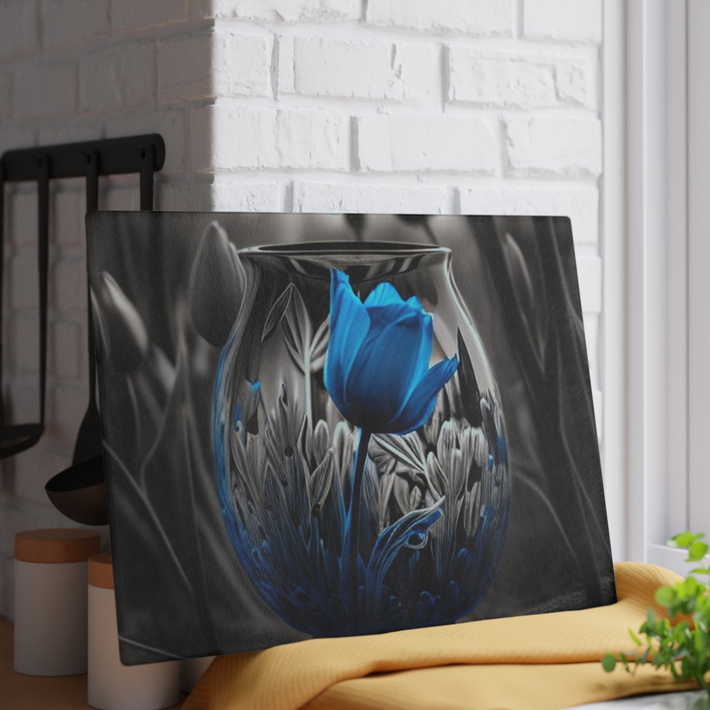 Glass Cutting Board Tulip Blue 1