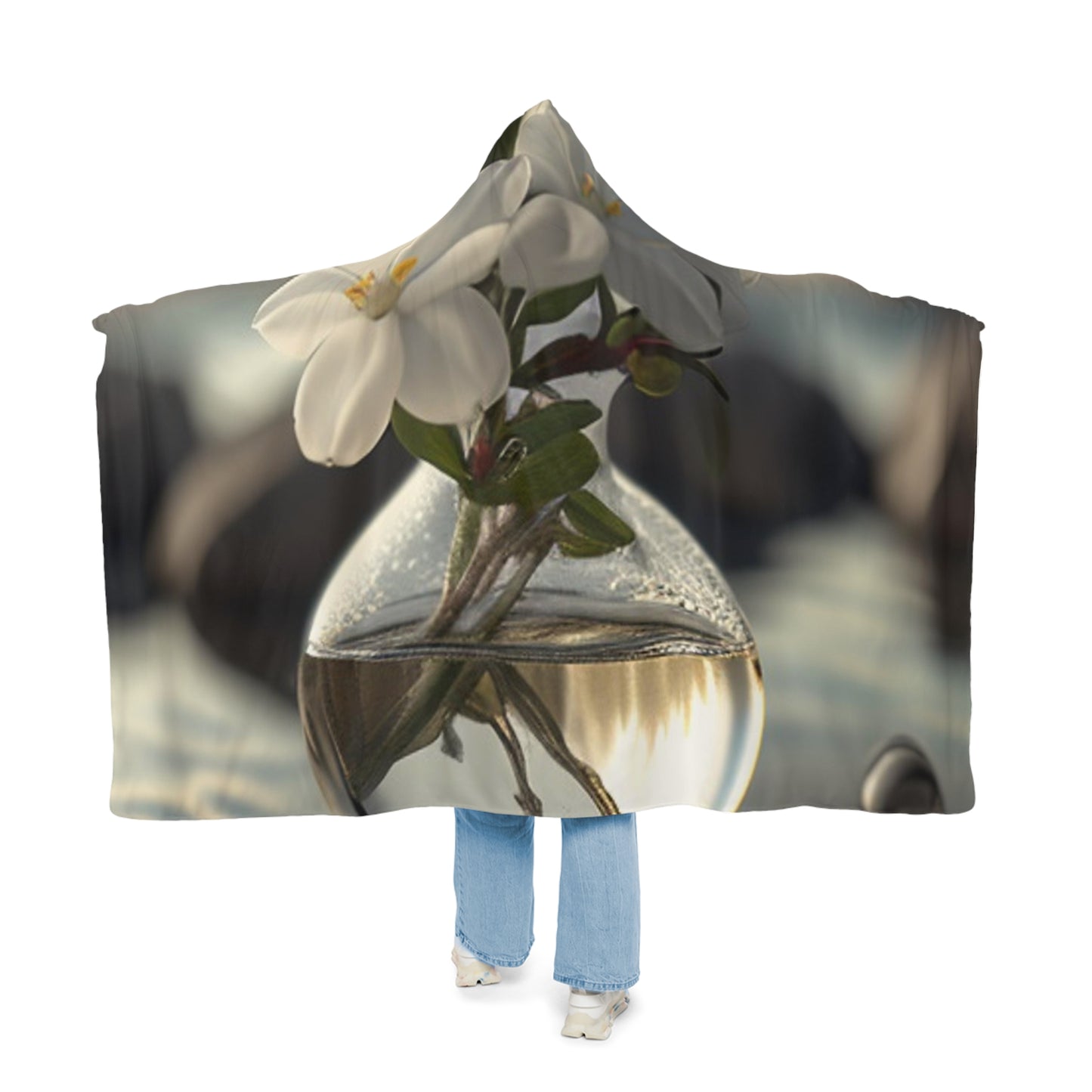 Snuggle Hooded Blanket Jasmine glass vase 1