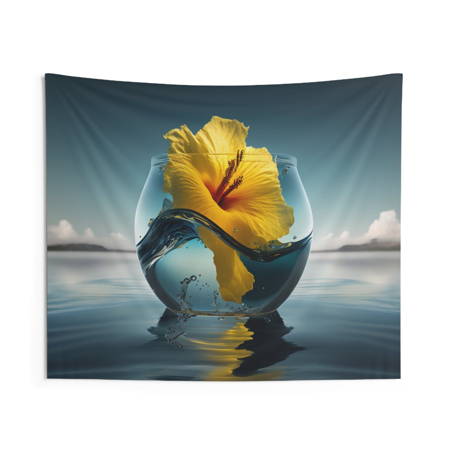 Indoor Wall Tapestries Yellow Hibiscus glass 4