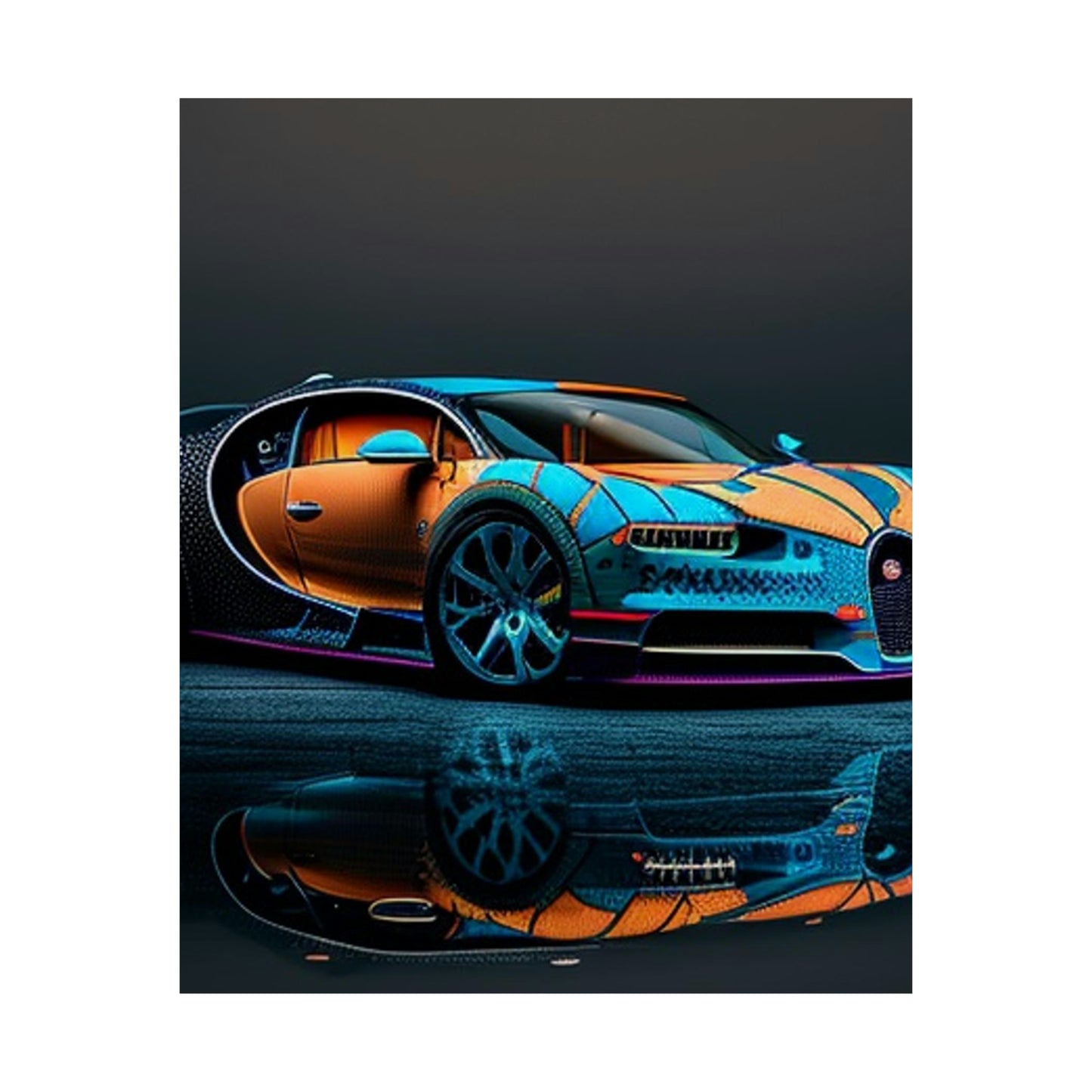 Premium Matte Vertical Posters Bugatti Blue 1