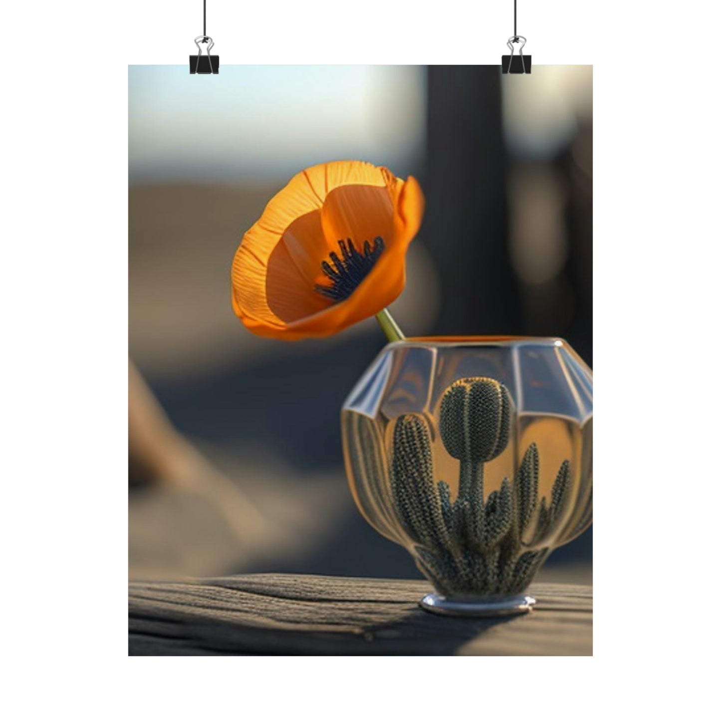 Premium Matte Vertical Posters Orange Poppy in a Vase 2