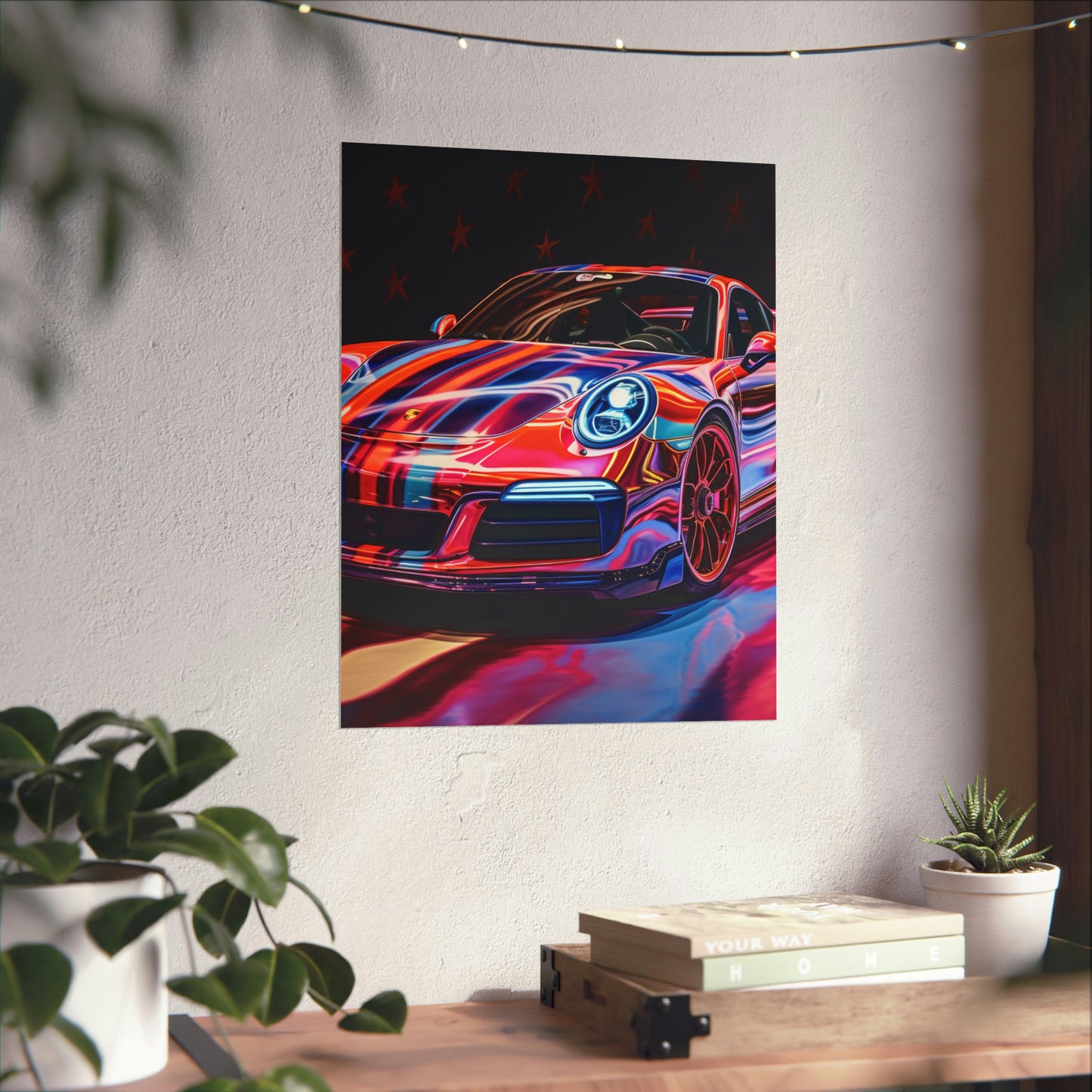 Premium Matte Vertical Posters Macro American Flag Porsche 4