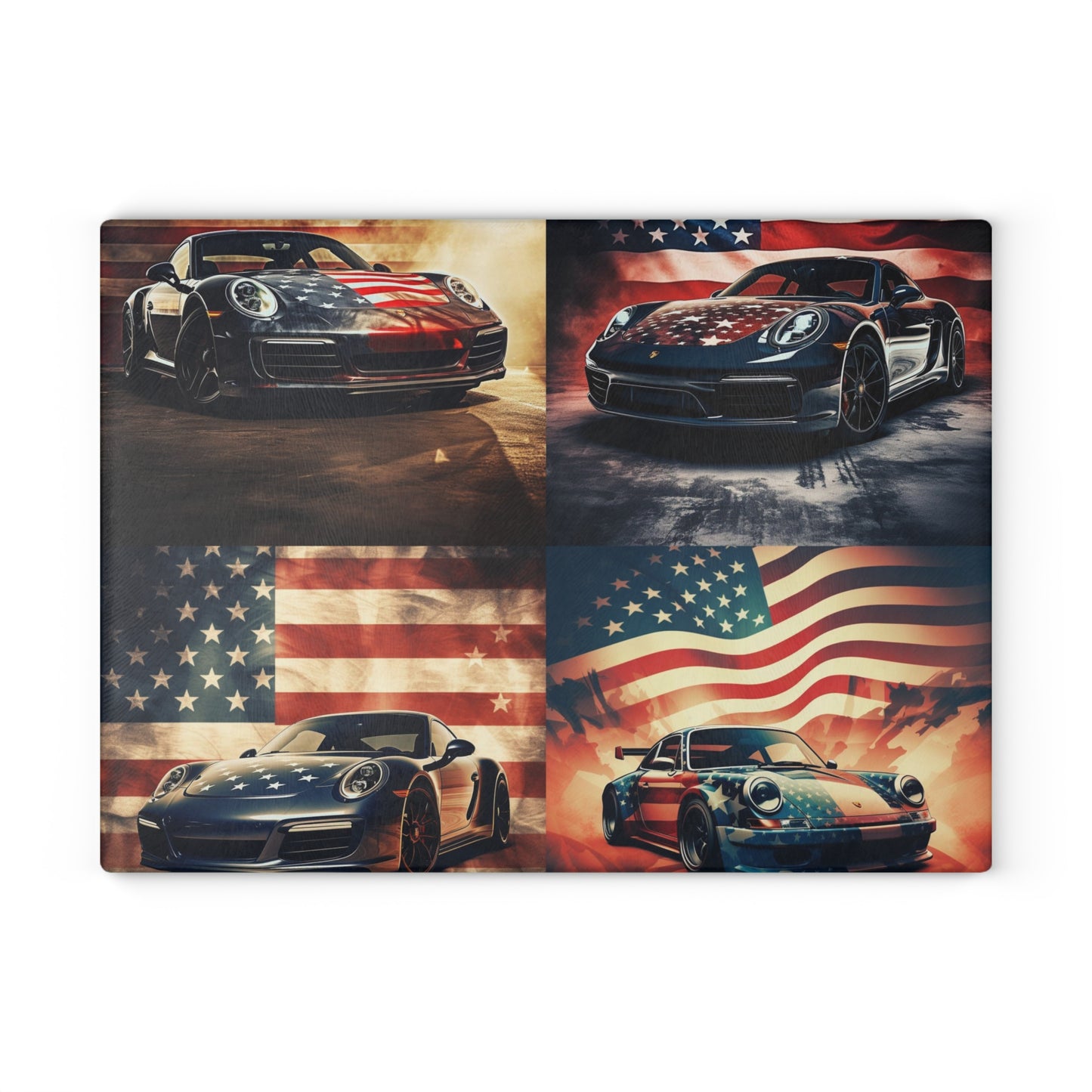 Glass Cutting Board Abstract American Flag Background Porsche 5