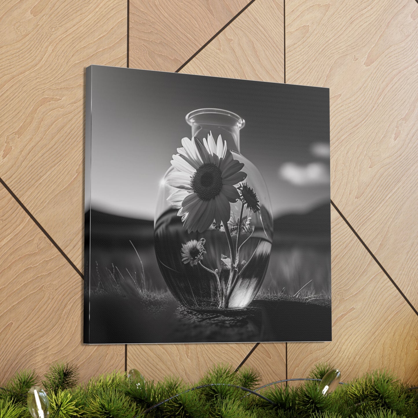 Canvas Gallery Wraps Yellw Sunflower in a vase 4