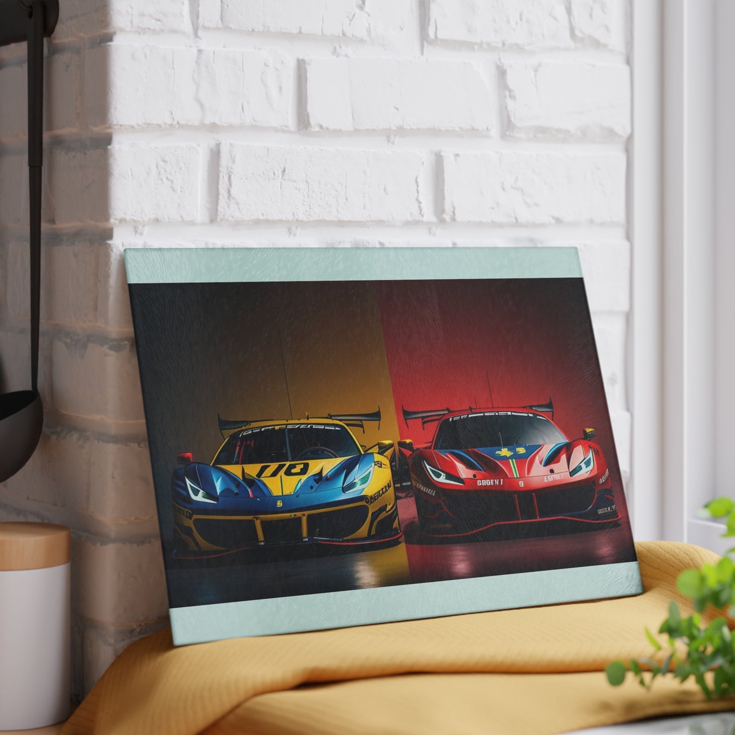 Glass Cutting Board Ferrari Red Blue 3