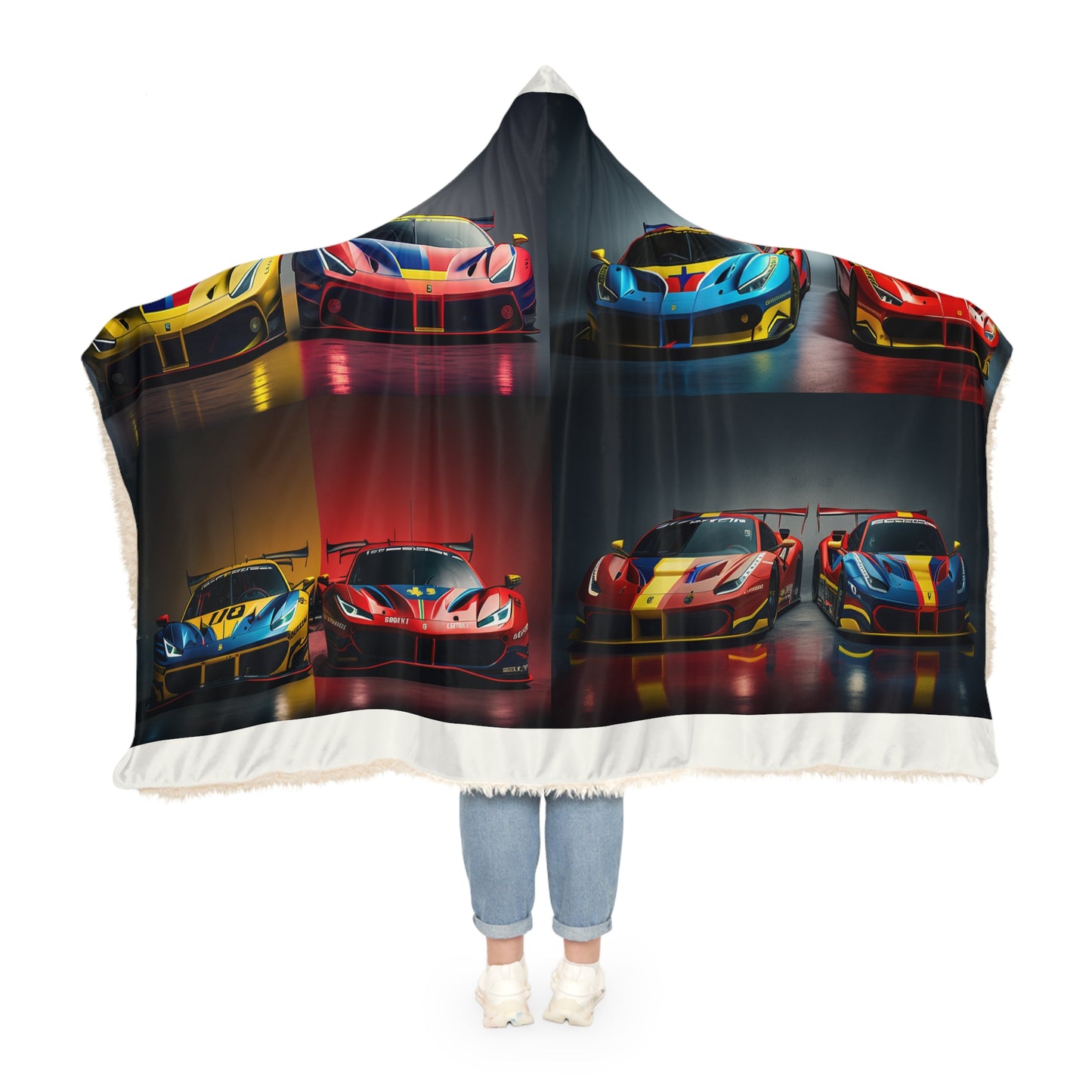 Snuggle Hooded Blanket Ferrari Red Blue 5