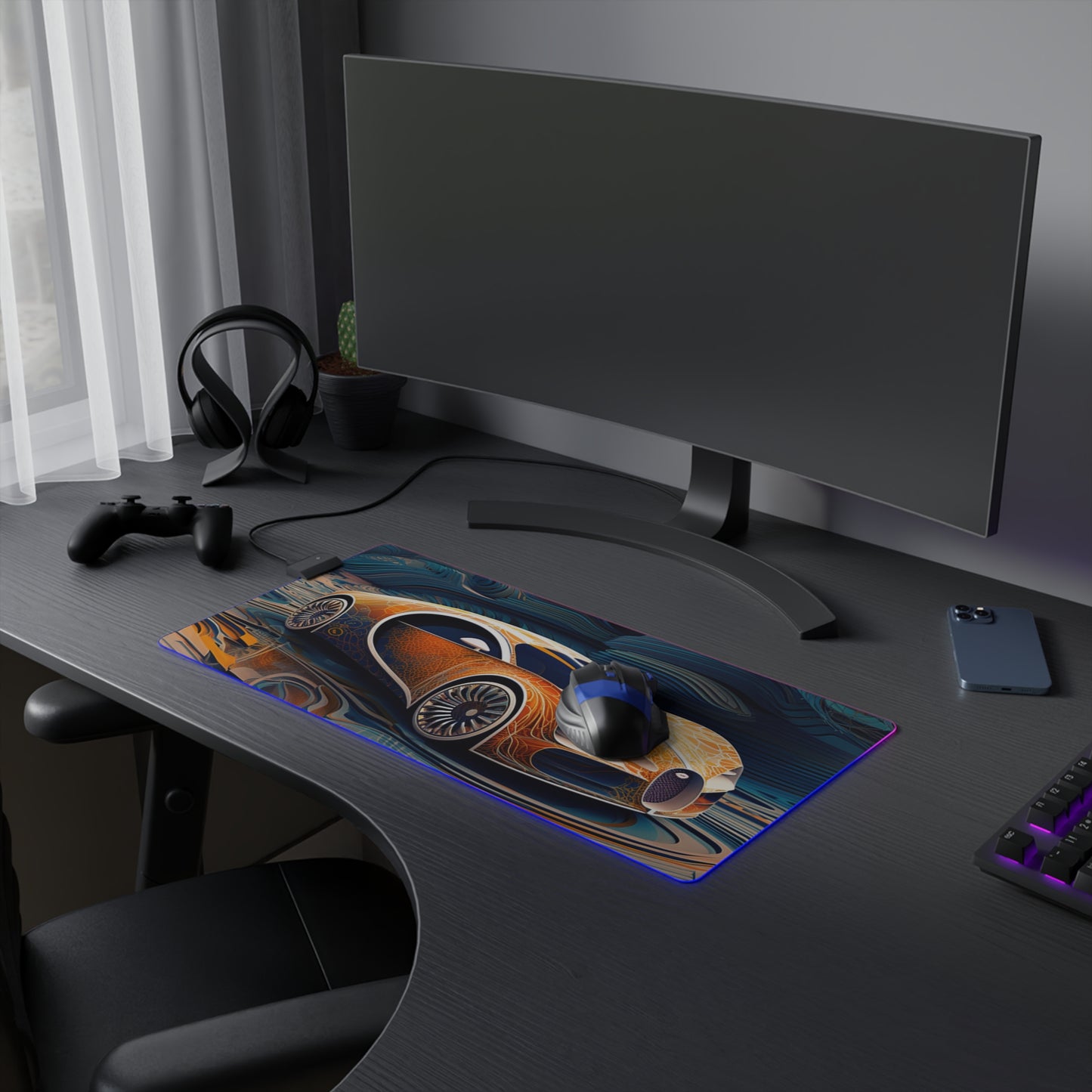 LED Gaming Mouse Pad Bugatti Abstract Flair 1