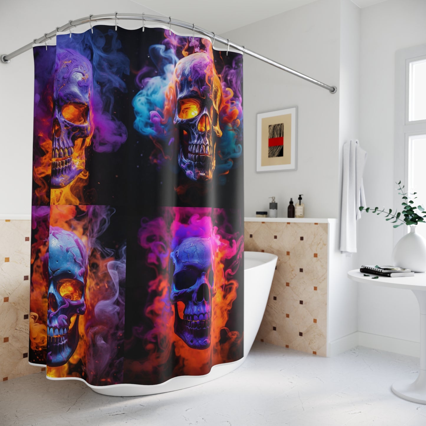Polyester Shower Curtain Macro Skull 5