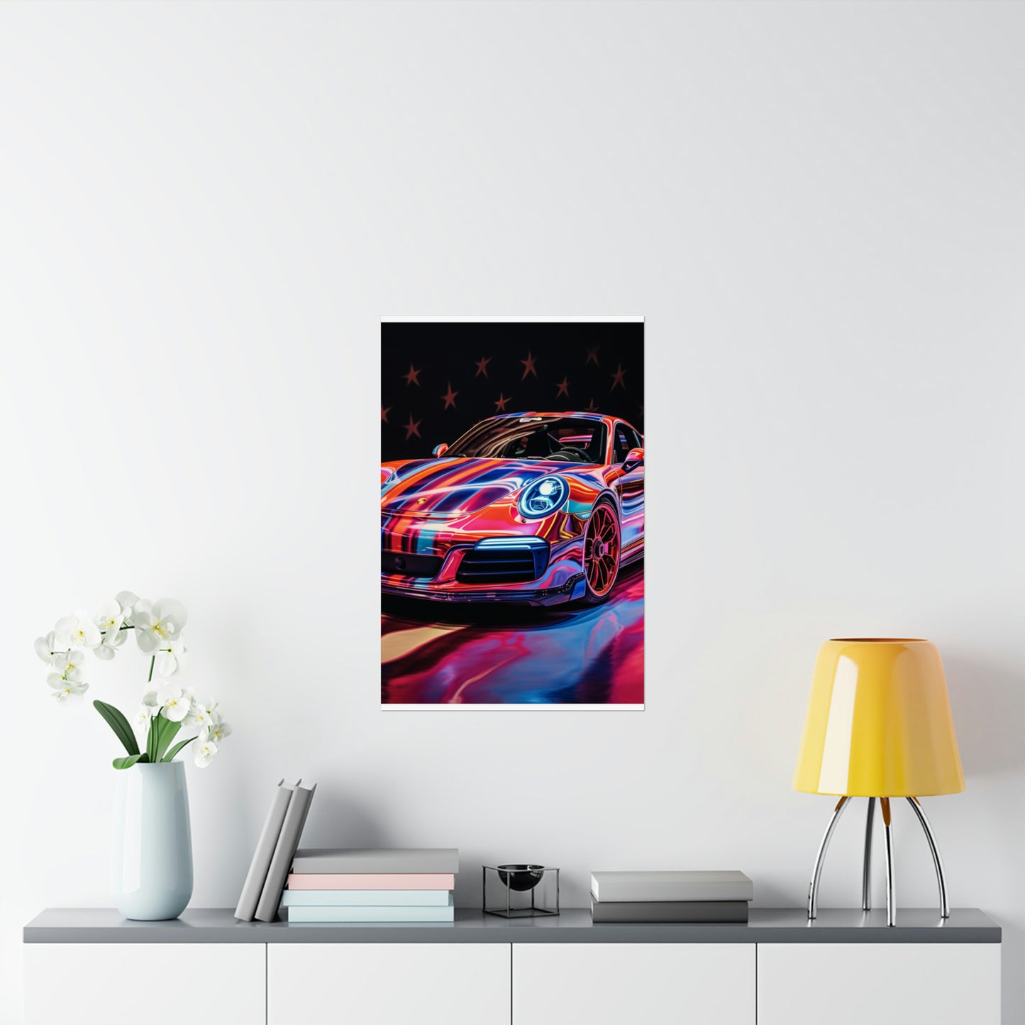 Premium Matte Vertical Posters Macro American Flag Porsche 4