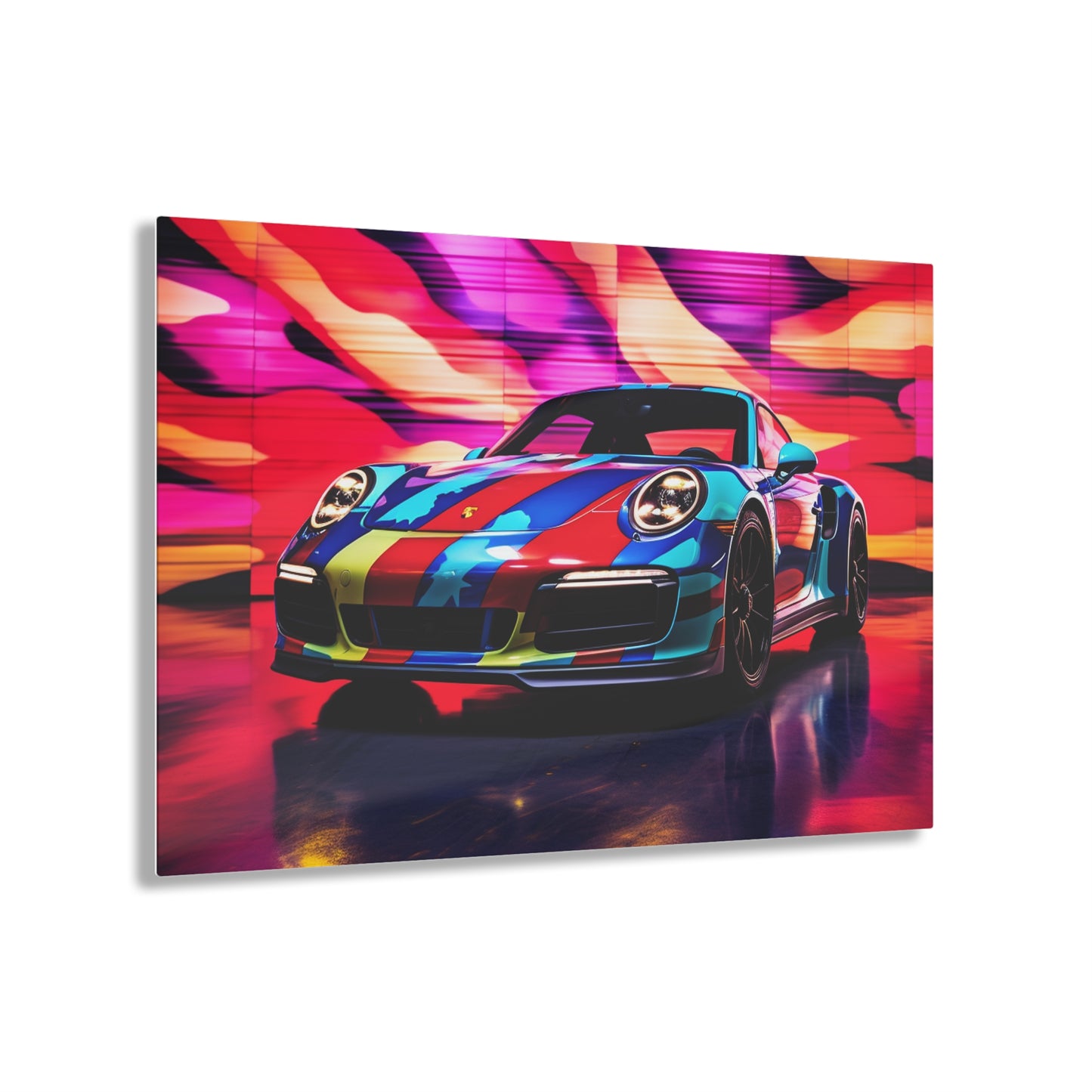 Acrylic Prints Macro American Flag Porsche 1