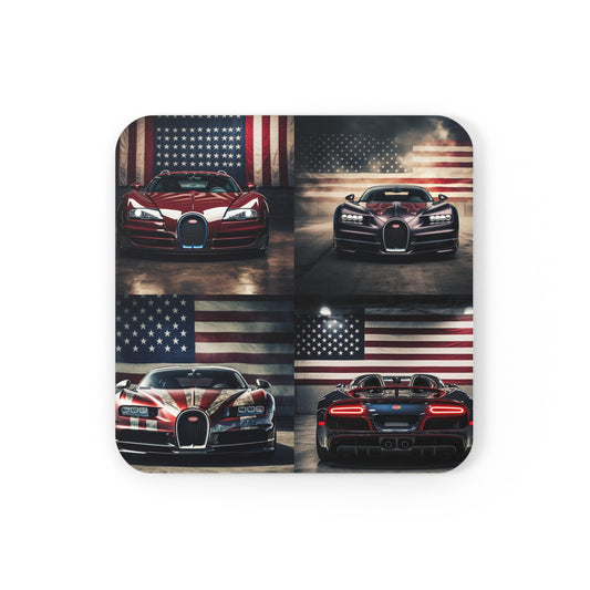 Corkwood Coaster Set American Flag Background Bugatti 5