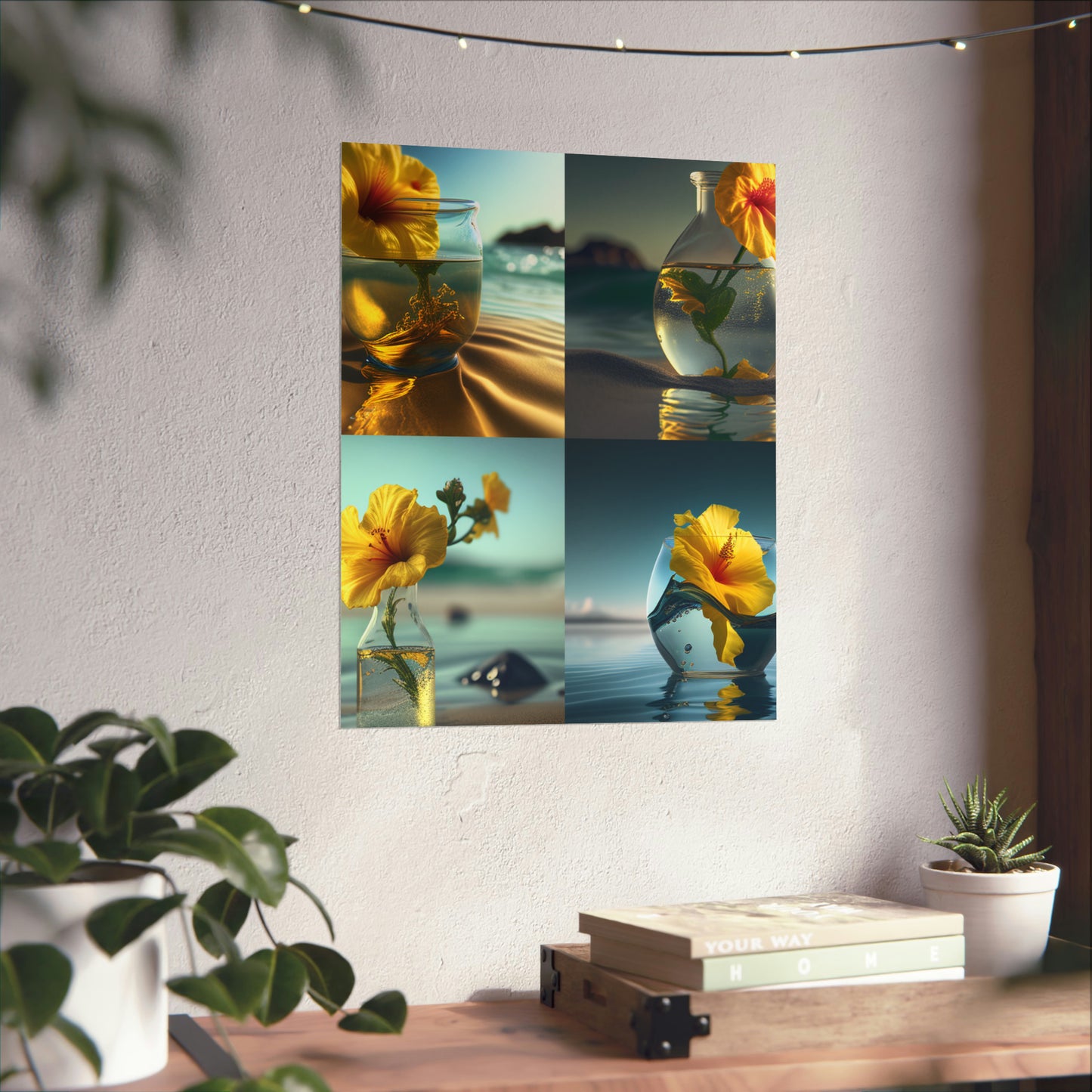 Premium Matte Vertical Posters Yellow Hibiscus glass 5