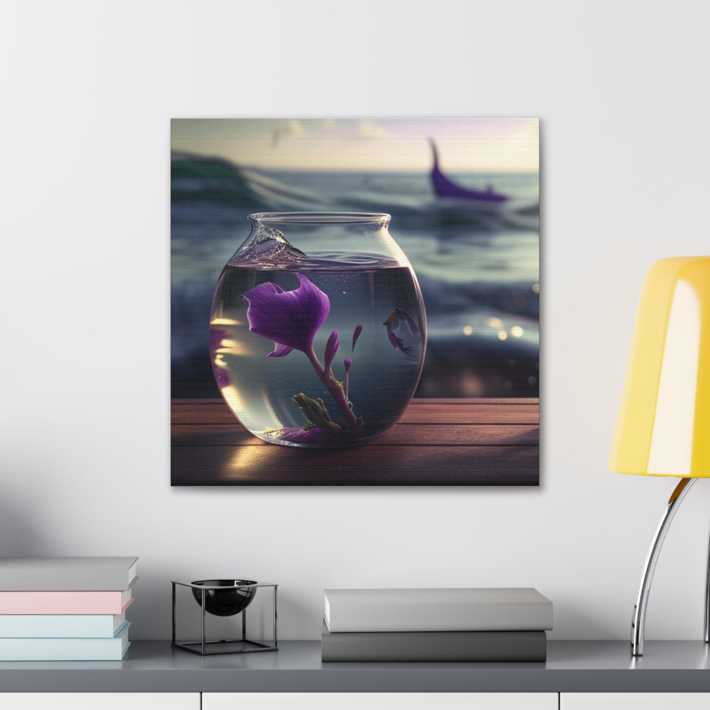Canvas Gallery Wraps Purple Sweet pea in a vase 1
