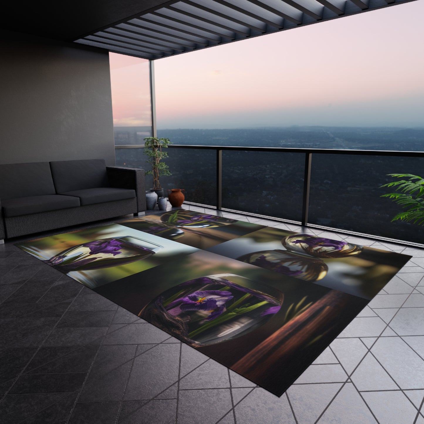 Outdoor Rug  Purple Iris in a vase 5