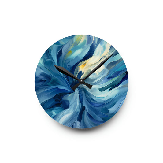 Acrylic Wall Clock Blue Tluip Abstract 4