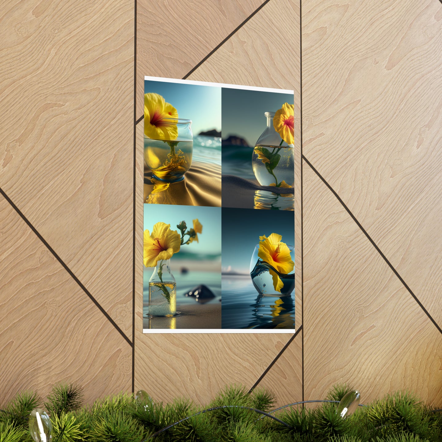 Premium Matte Vertical Posters Yellow Hibiscus glass 5